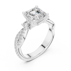 2.56 CT Emerald Cut Diamond Twisted Pavé Engagement Ring