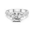 2.56 CT Emerald Cut Diamond Twisted Pavé Engagement Ring