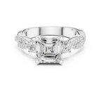 2.56 CT Emerald Cut Diamond Twisted Pavé Engagement Ring