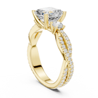 2.56 CT Emerald Cut Diamond Twisted Pavé Engagement Ring