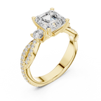 2.56 CT Emerald Cut Diamond Twisted Pavé Engagement Ring
