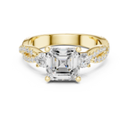 2.56 CT Emerald Cut Diamond Twisted Pavé Engagement Ring