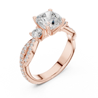 2.56 CT Cushion Cut Diamond Twisted Shank Engagement Ring