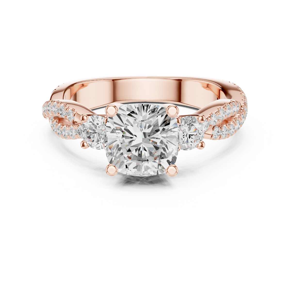 Cushion Cut Diamond Twisted Shank Engagement Ring – view 5 of 12, lab grown diamond ring | Jewelix Atelier