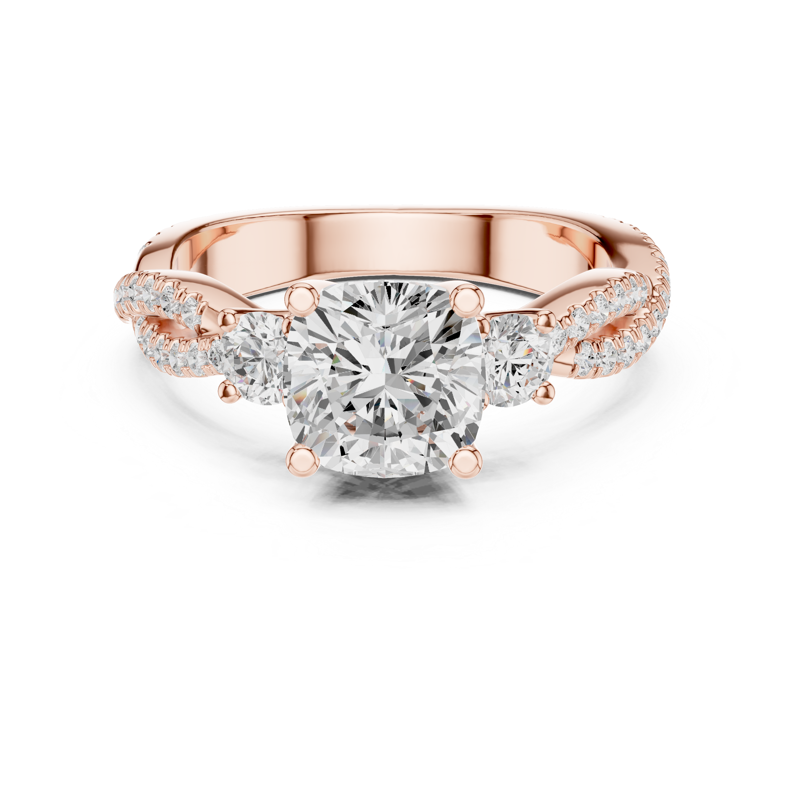 2.56 CT Cushion Cut Diamond Twisted Shank Engagement Ring