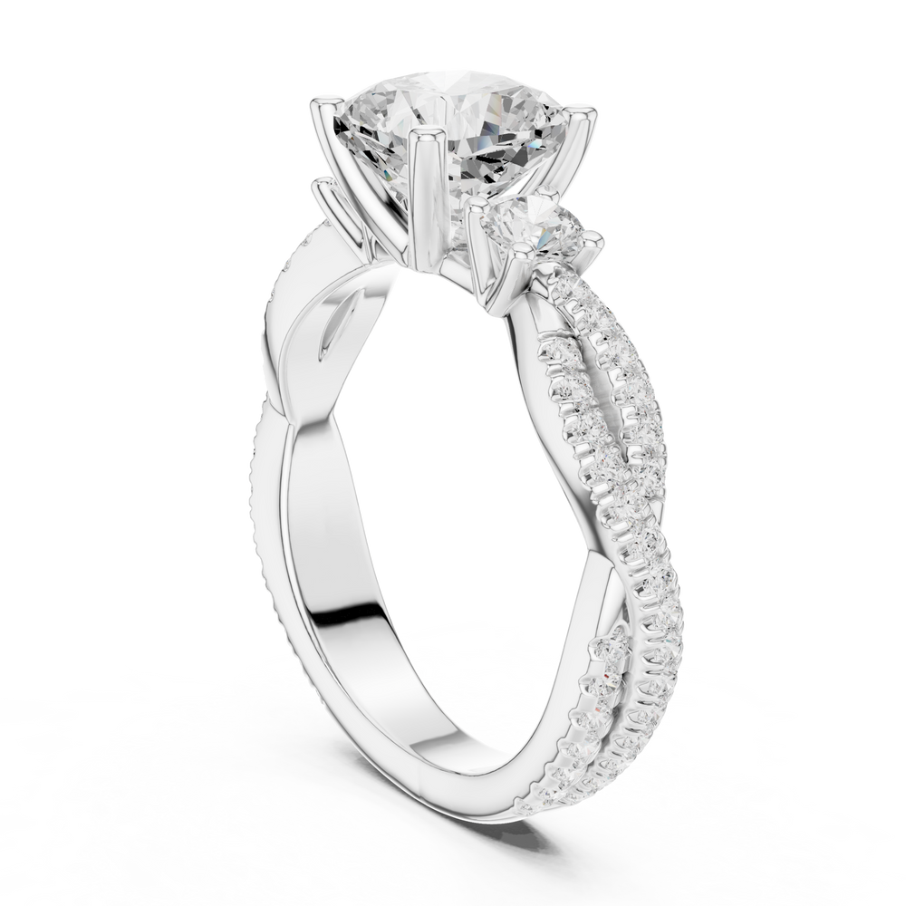 2.56 CT Cushion Cut Diamond Twisted Shank Engagement Ring