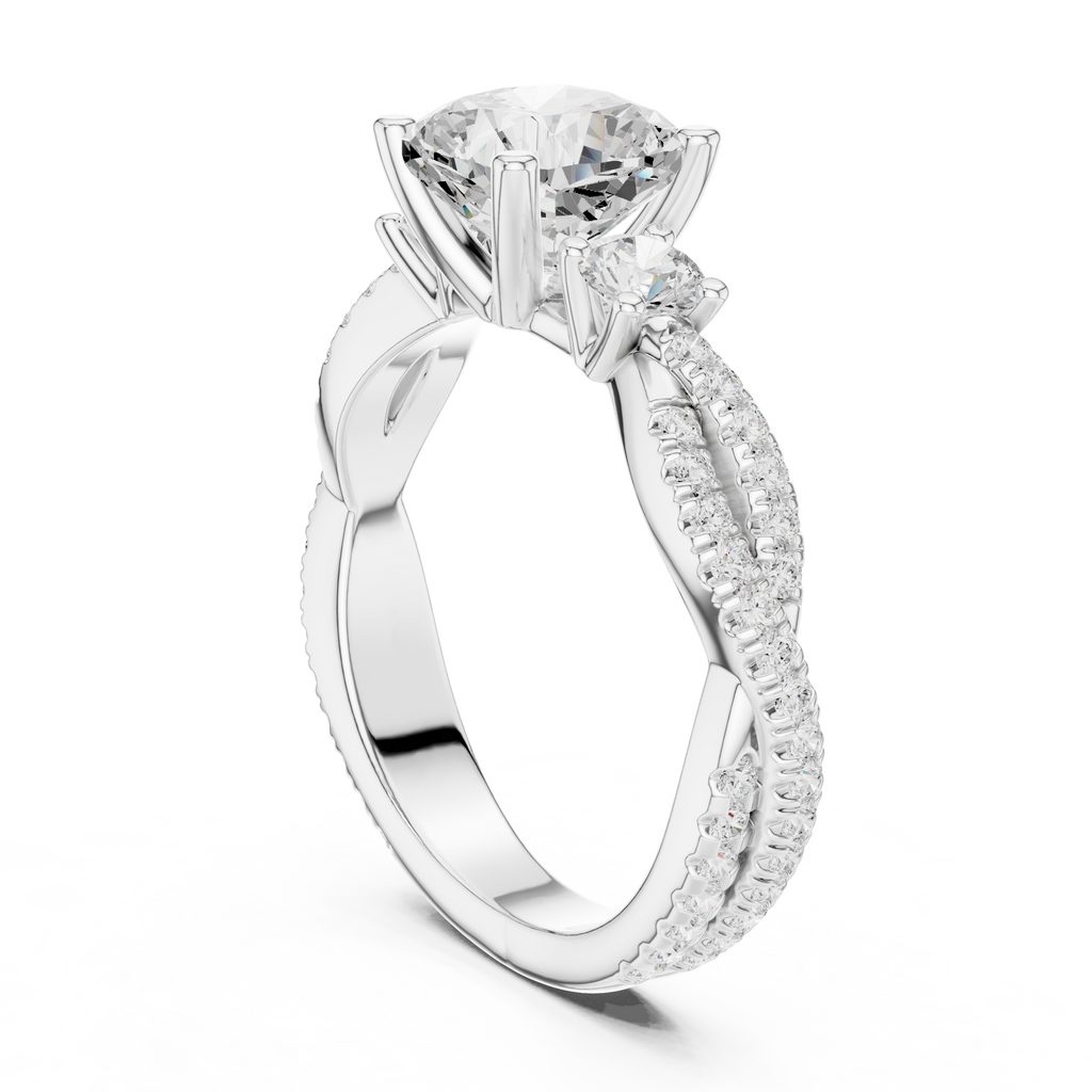 2.56 CT Cushion Cut Diamond Twisted Shank Engagement Ring