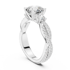 2.56 CT Cushion Cut Diamond Twisted Shank Engagement Ring