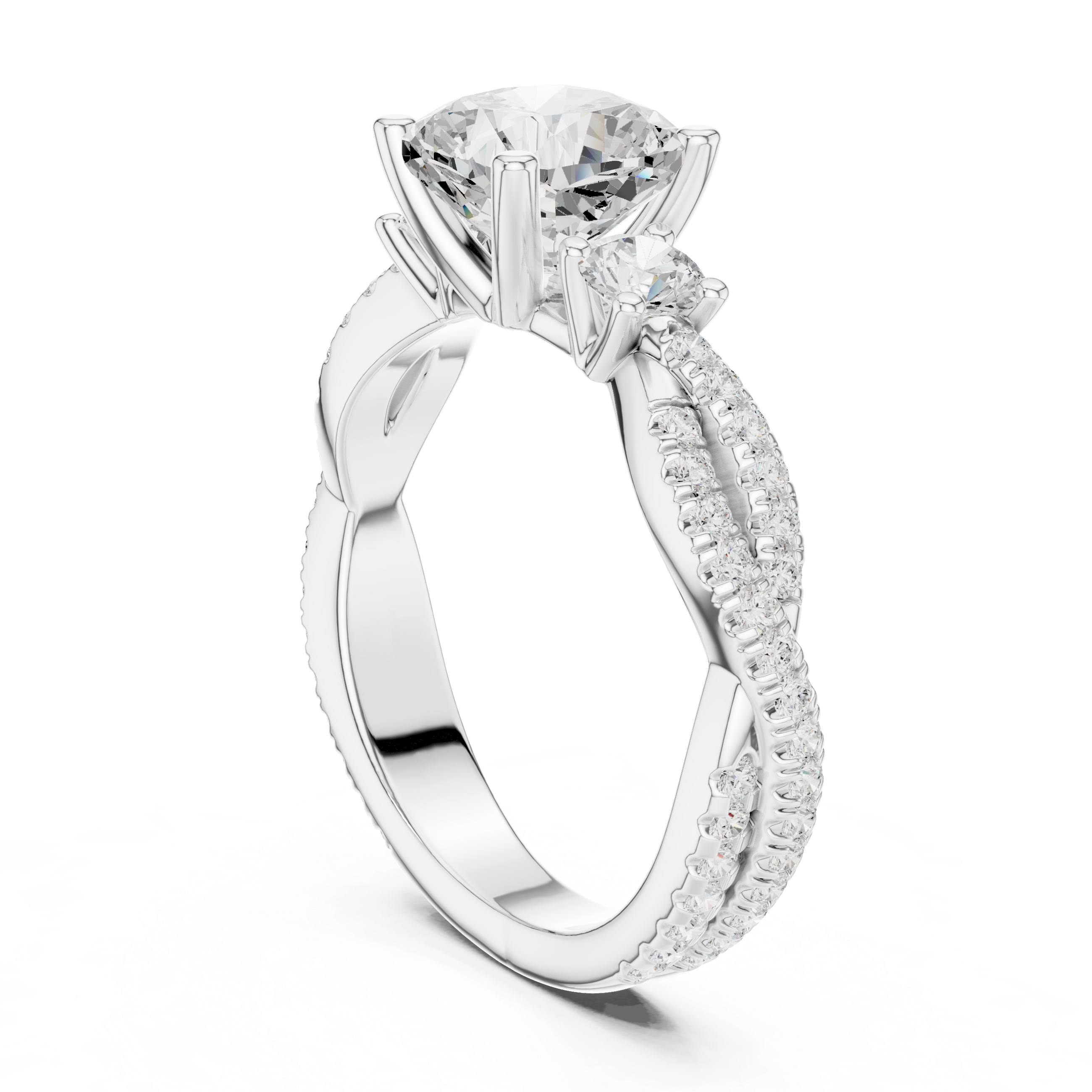 2.56 CT Cushion Cut Diamond Twisted Shank Engagement Ring