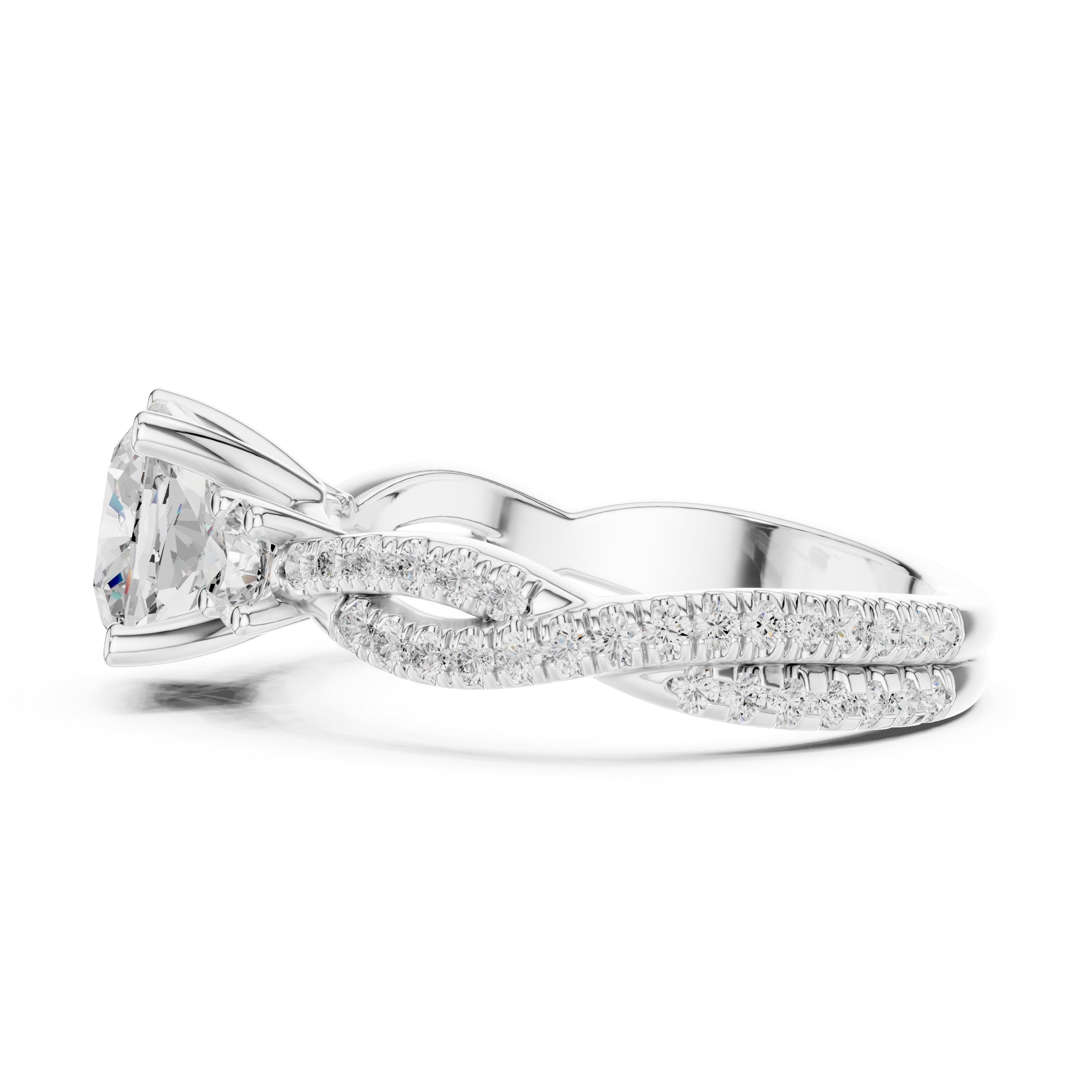 2.56 CT Cushion Cut Diamond Twisted Shank Engagement Ring