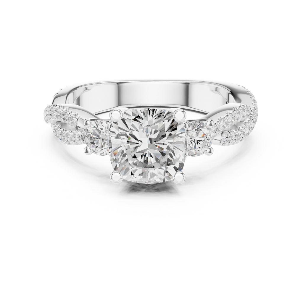 2.56 CT Cushion Cut Diamond Twisted Shank Engagement Ring