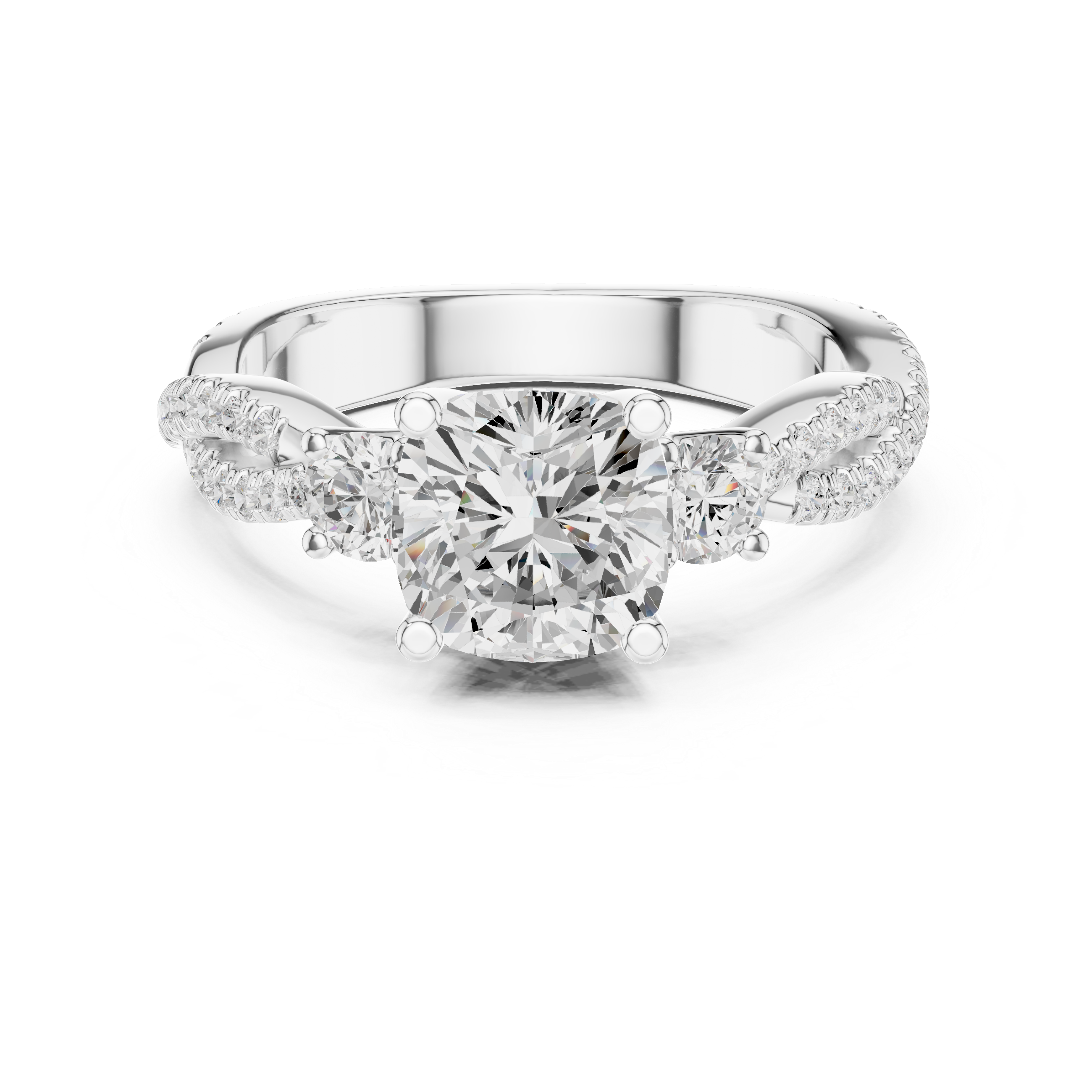 2.56 CT Cushion Cut Diamond Twisted Shank Engagement Ring