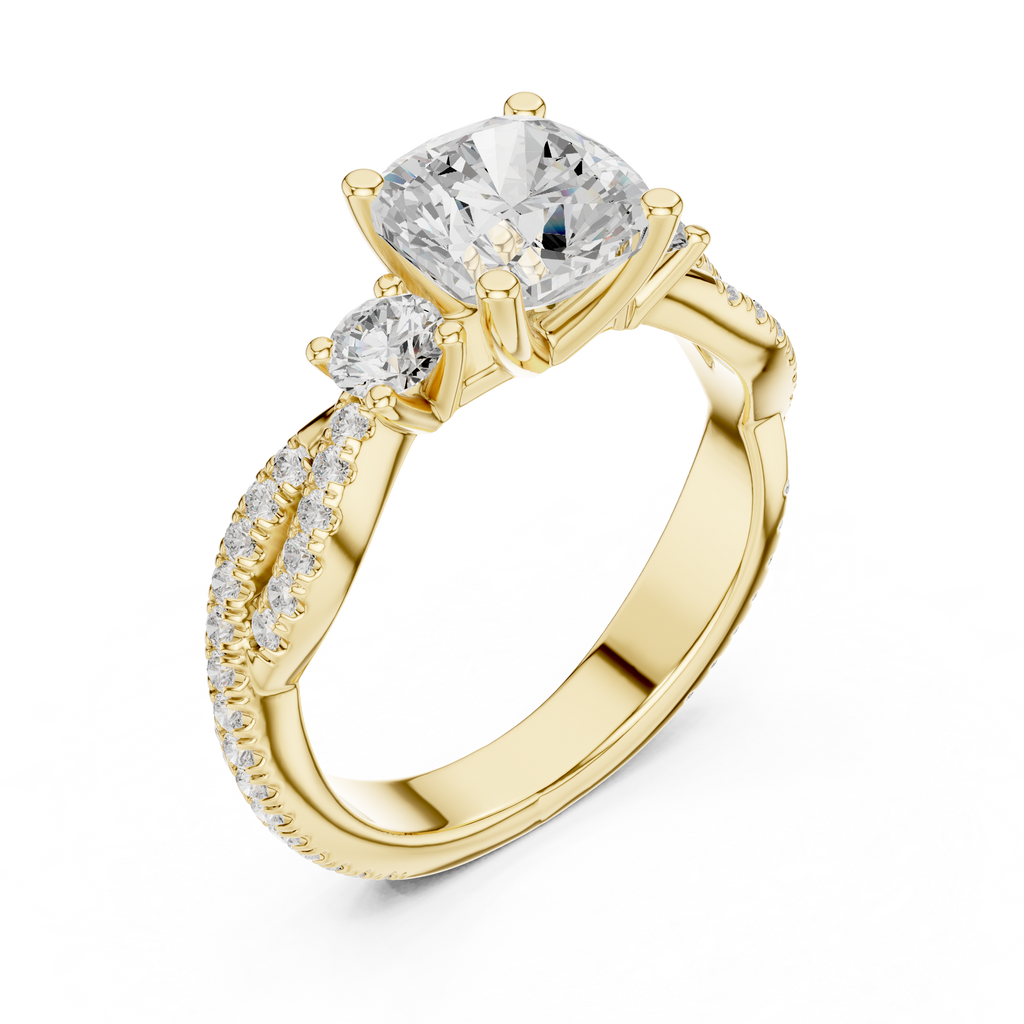 2.56 CT Cushion Cut Diamond Twisted Shank Engagement Ring