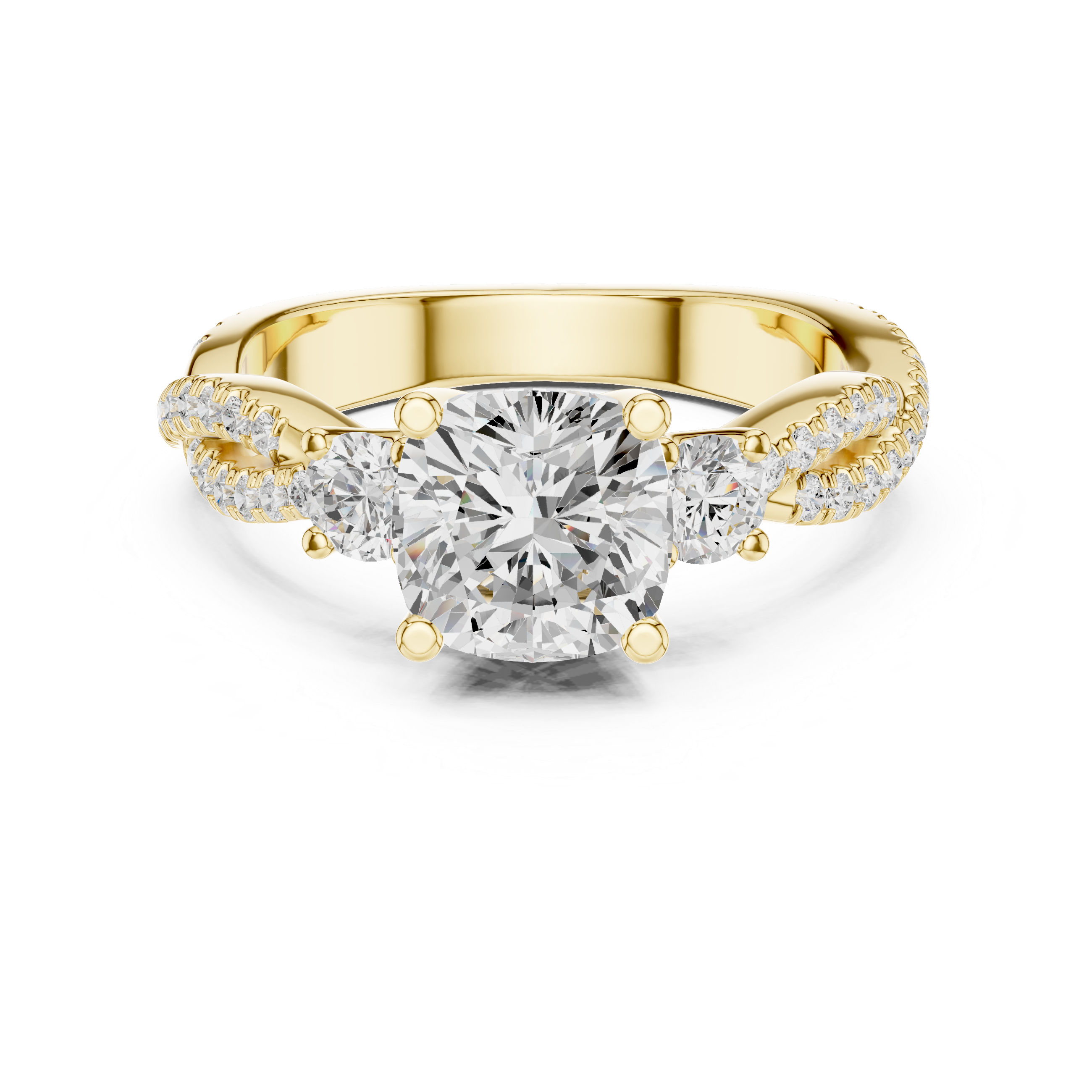 2.56 CT Cushion Cut Diamond Twisted Shank Engagement Ring