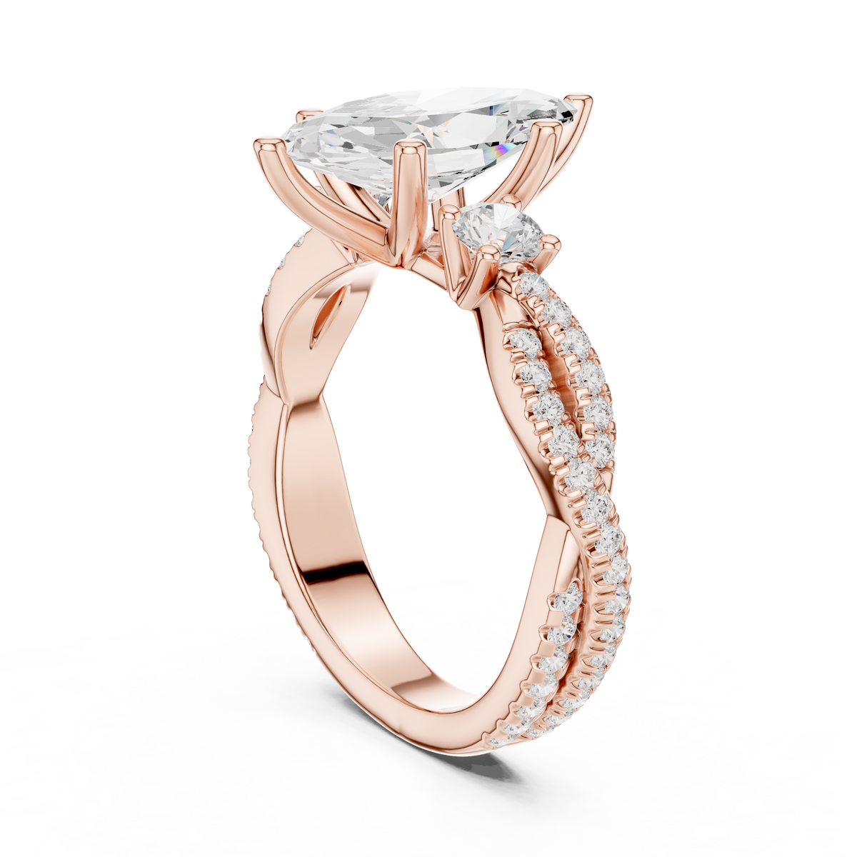 Marquise Cut Diamond Infinity Twist Engagement Ring – view 6 of 12, lab grown diamond ring | Jewelix Atelier
