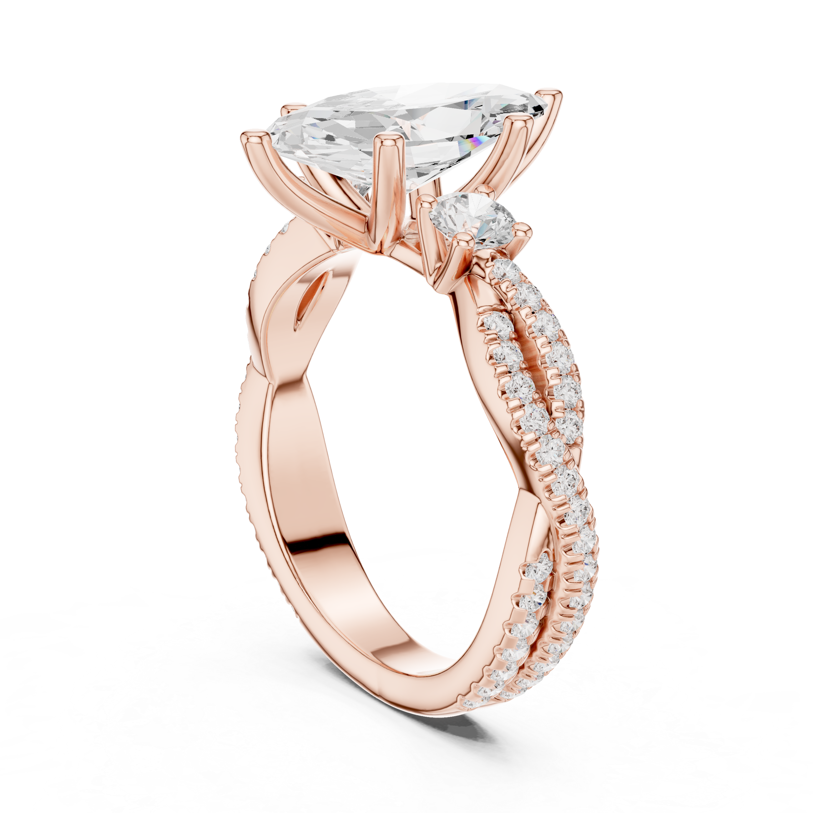 2.83 CT Marquise Cut Diamond Infinity Twist Engagement Ring