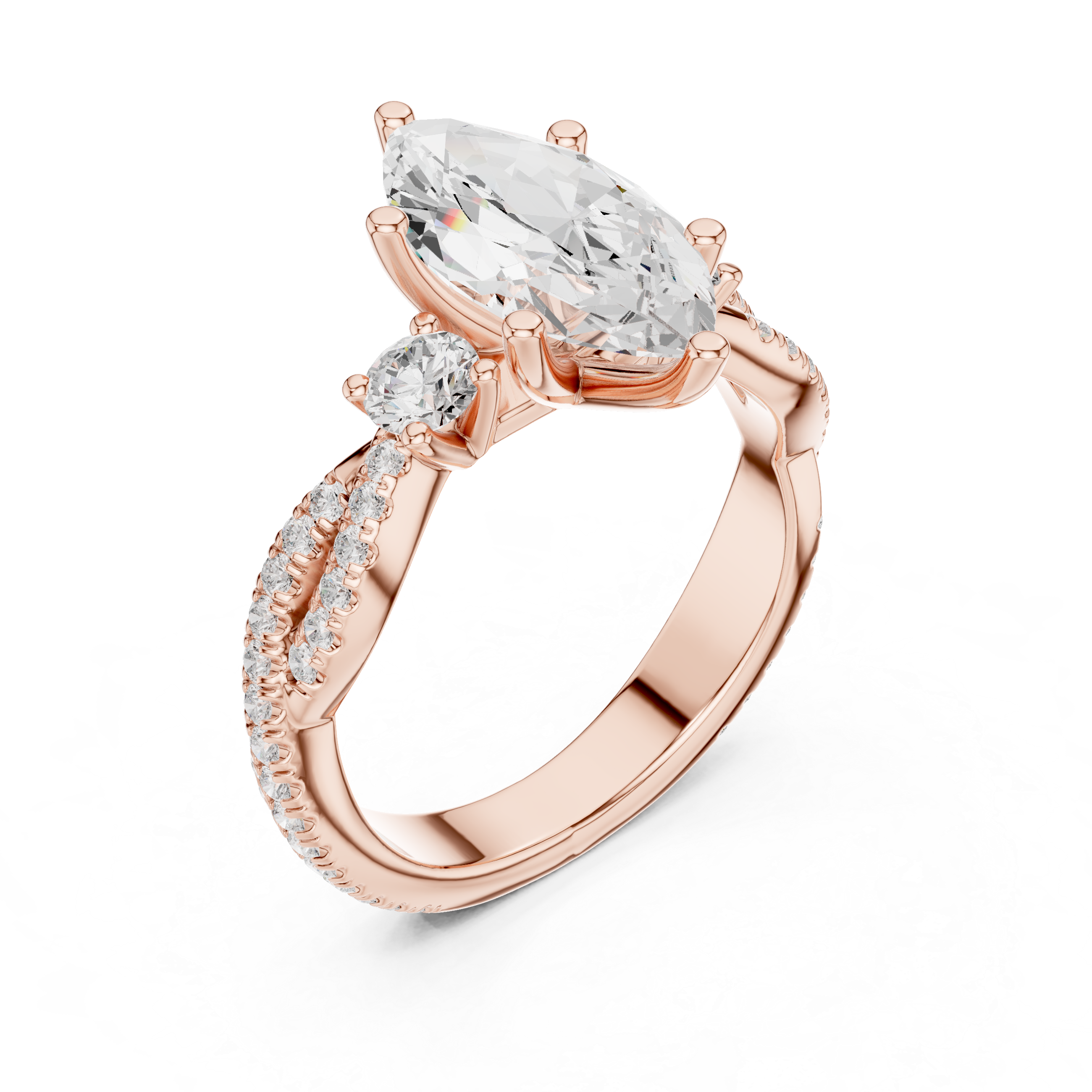 2.83 CT Marquise Cut Diamond Infinity Twist Engagement Ring