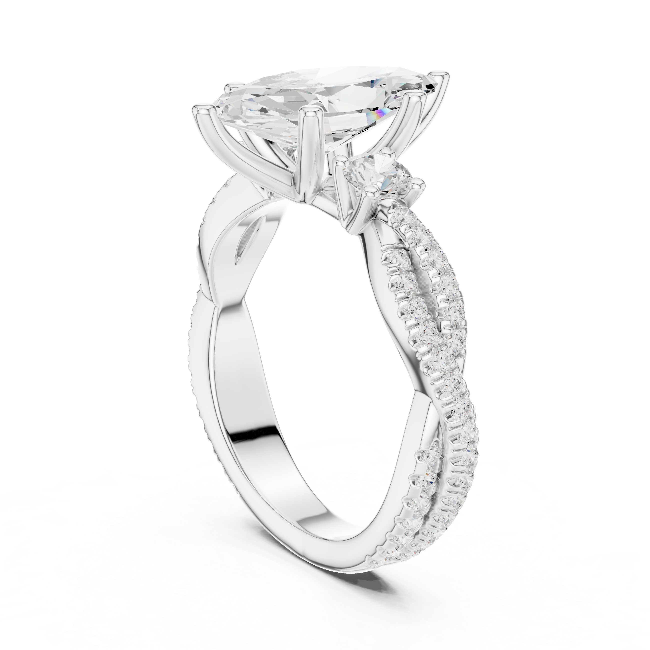 2.83 CT Marquise Cut Diamond Infinity Twist Engagement Ring