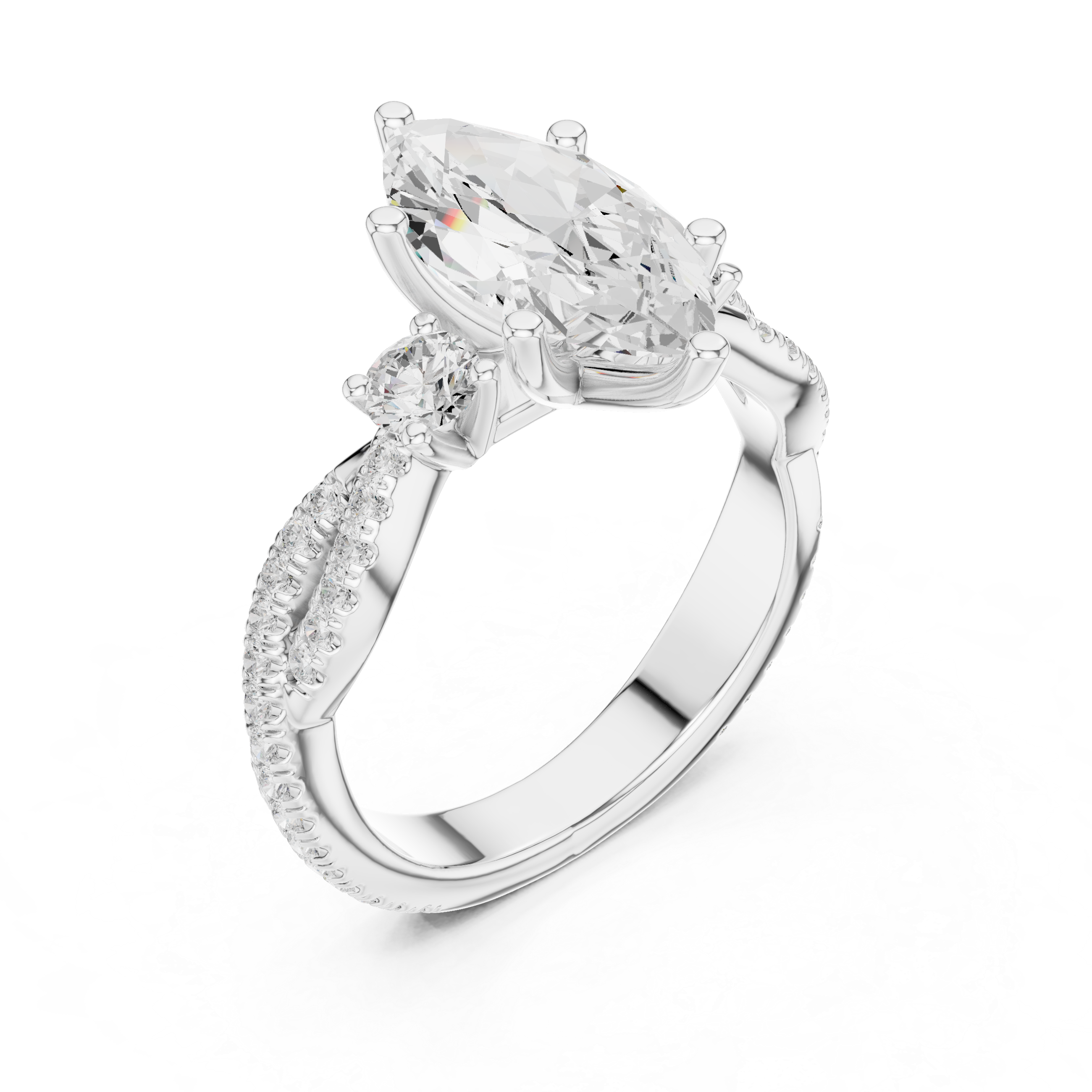 2.83 CT Marquise Cut Diamond Infinity Twist Engagement Ring
