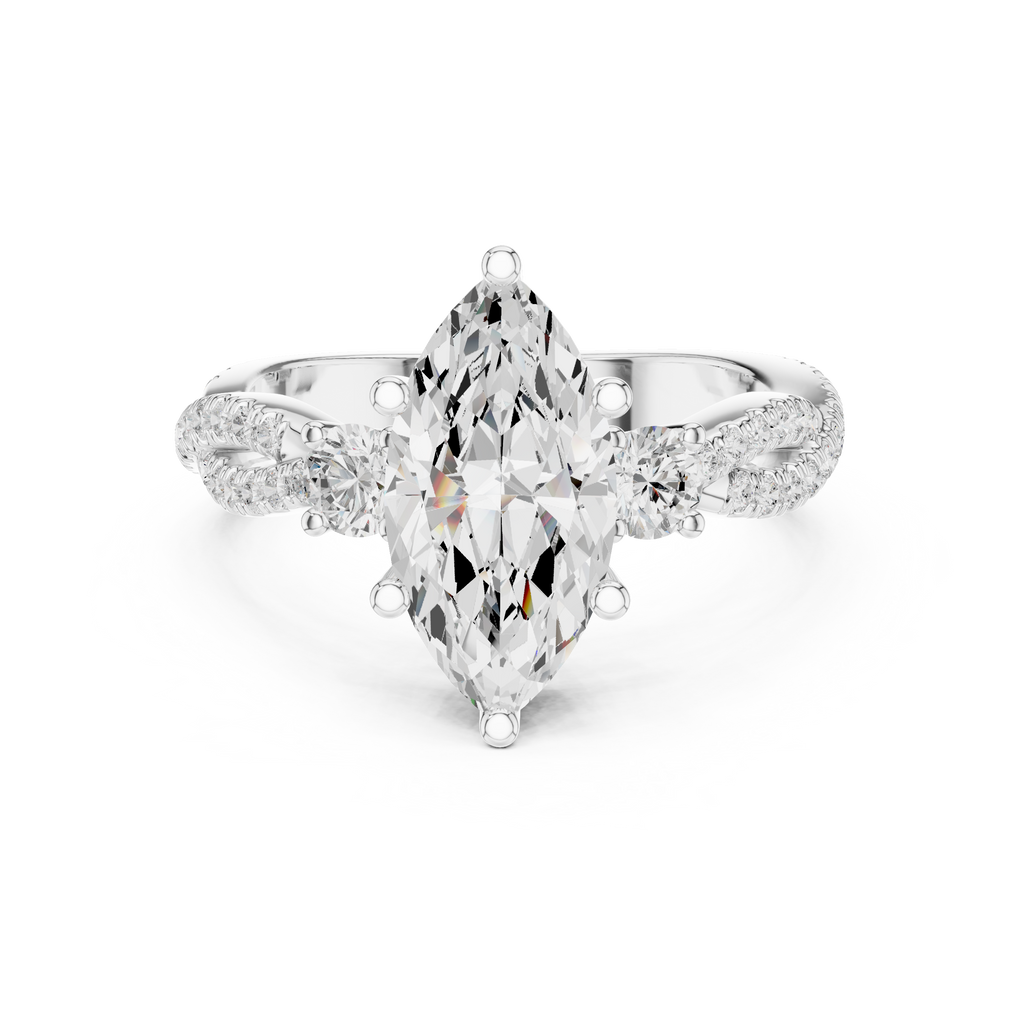 2.83 CT Marquise Cut Diamond Infinity Twist Engagement Ring