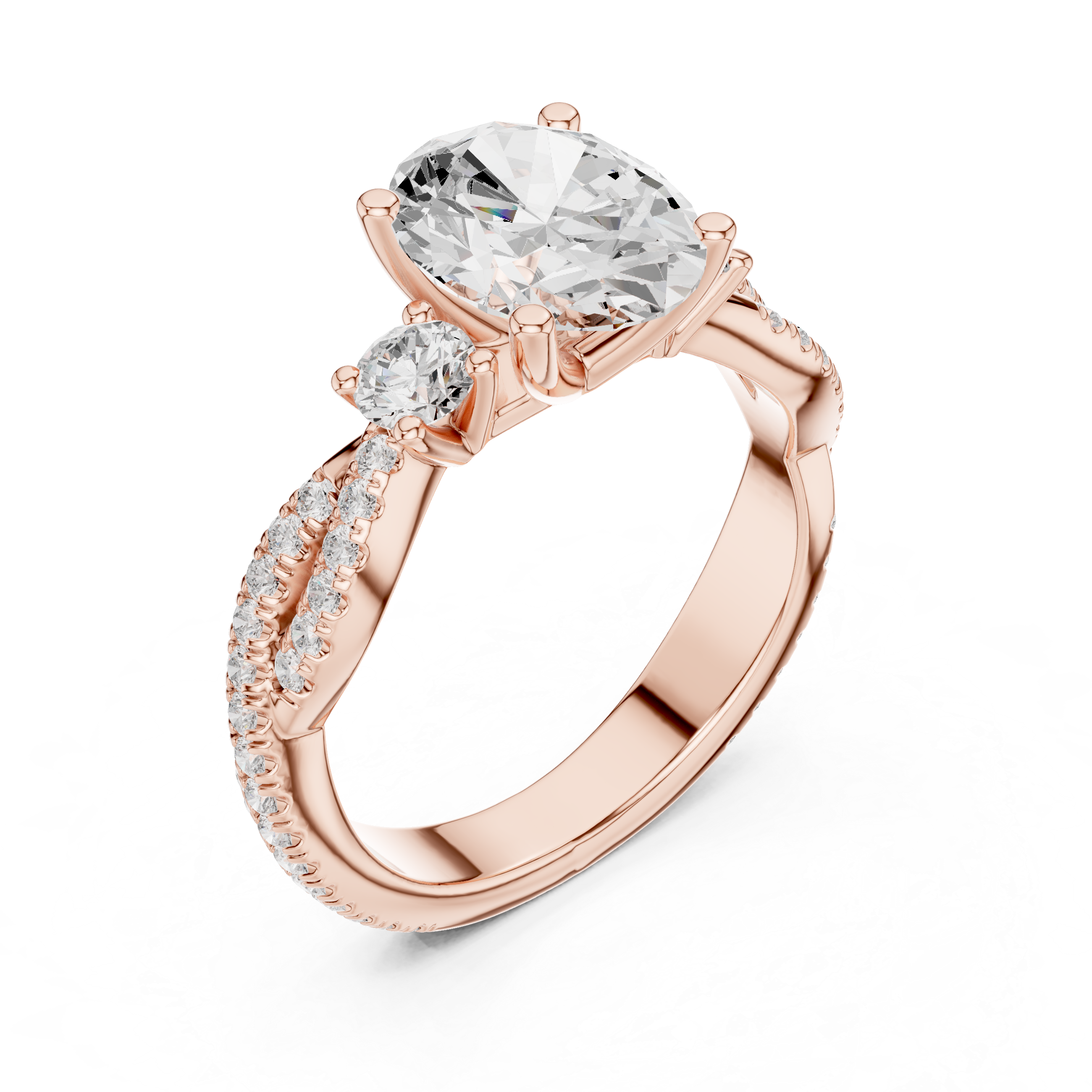 2.45 CT Oval Cut Diamond Infinity Twist Engagement Ring