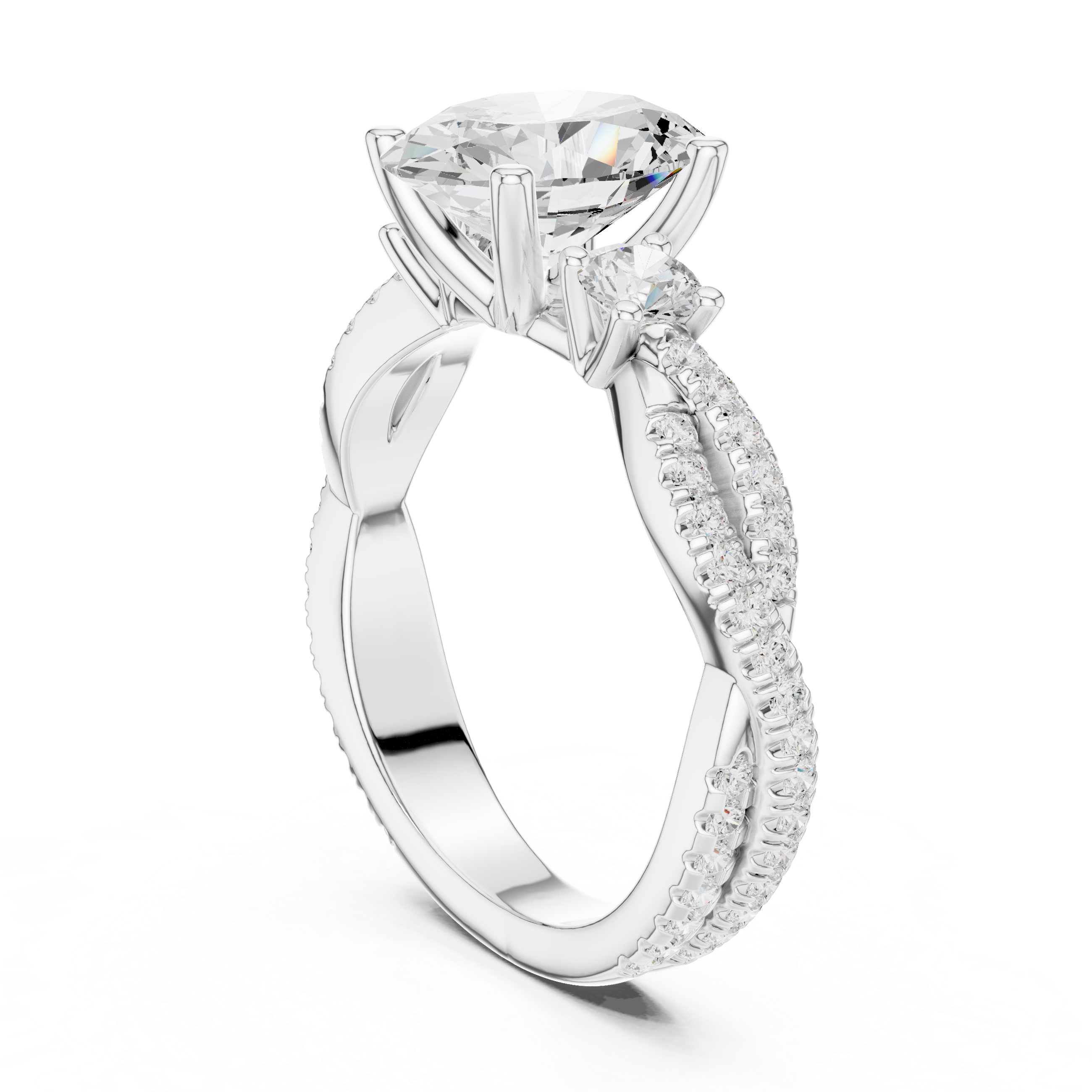 2.45 CT Oval Cut Diamond Infinity Twist Engagement Ring