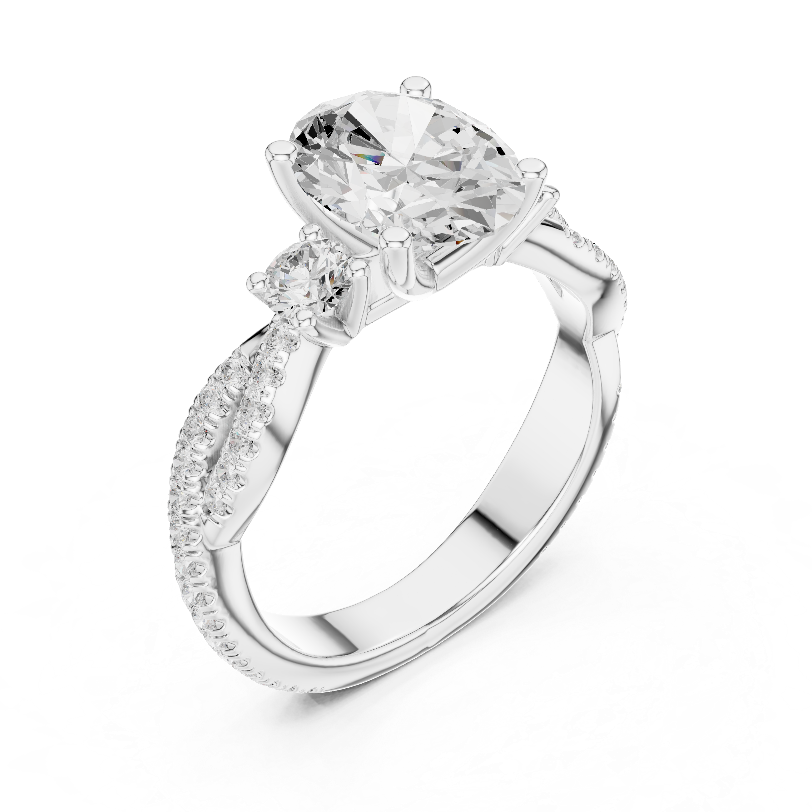 2.45 CT Oval Cut Diamond Infinity Twist Engagement Ring