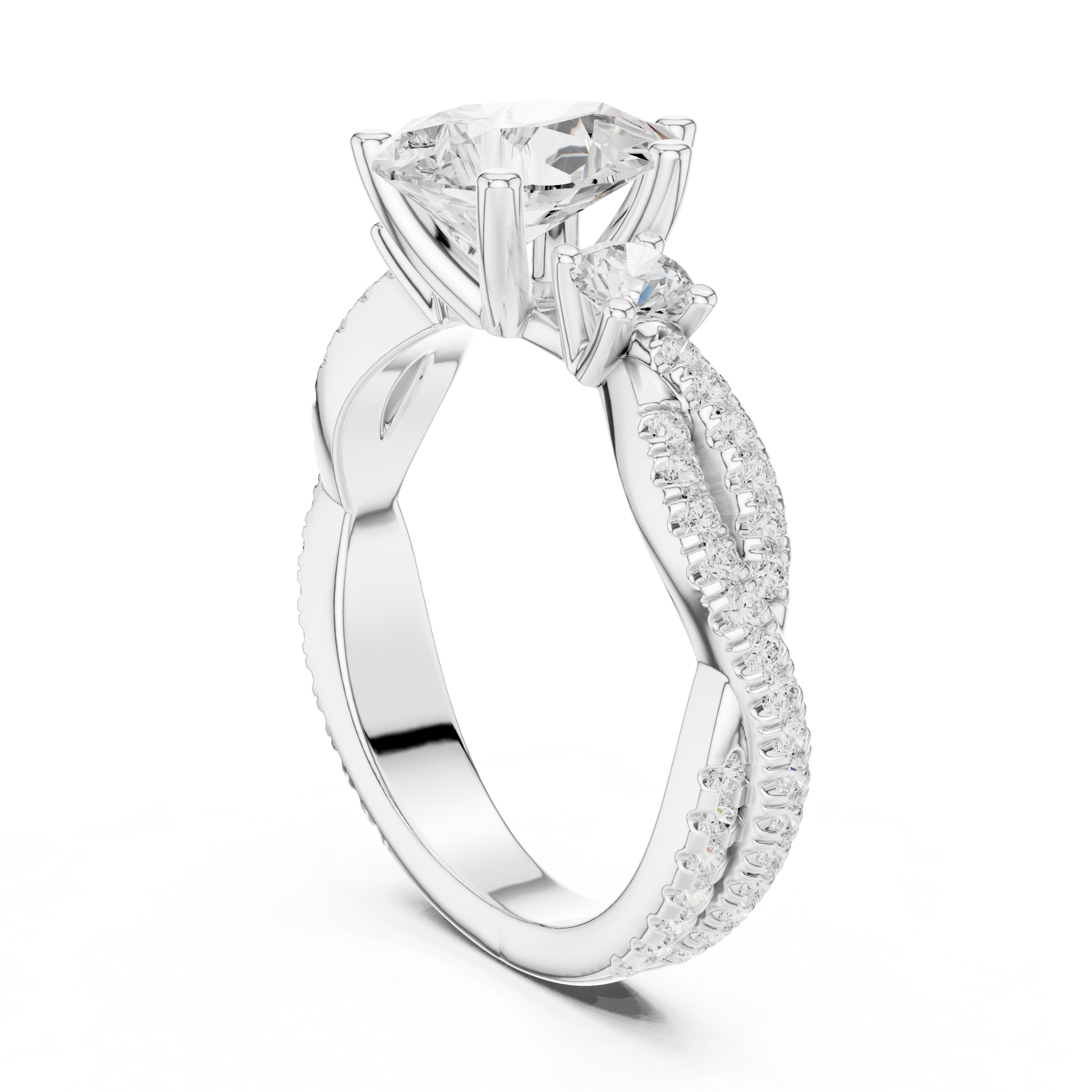 2.18 CT Pear Cut Diamond Infinity Twist Engagement Ring