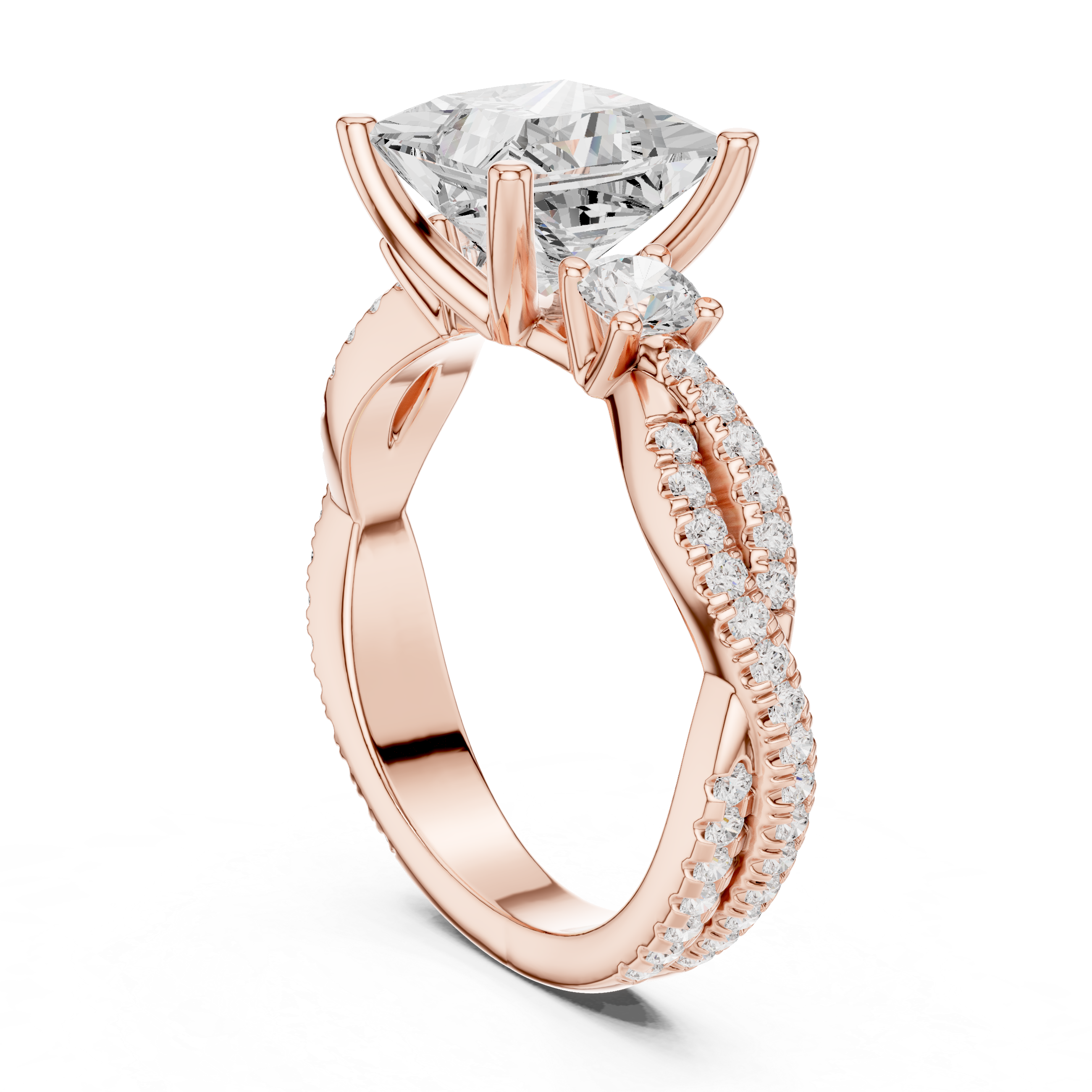 2.93 CT Princess Cut Diamond Infinity Twist Engagement Ring