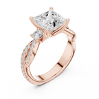 2.93 CT Princess Cut Diamond Infinity Twist Engagement Ring