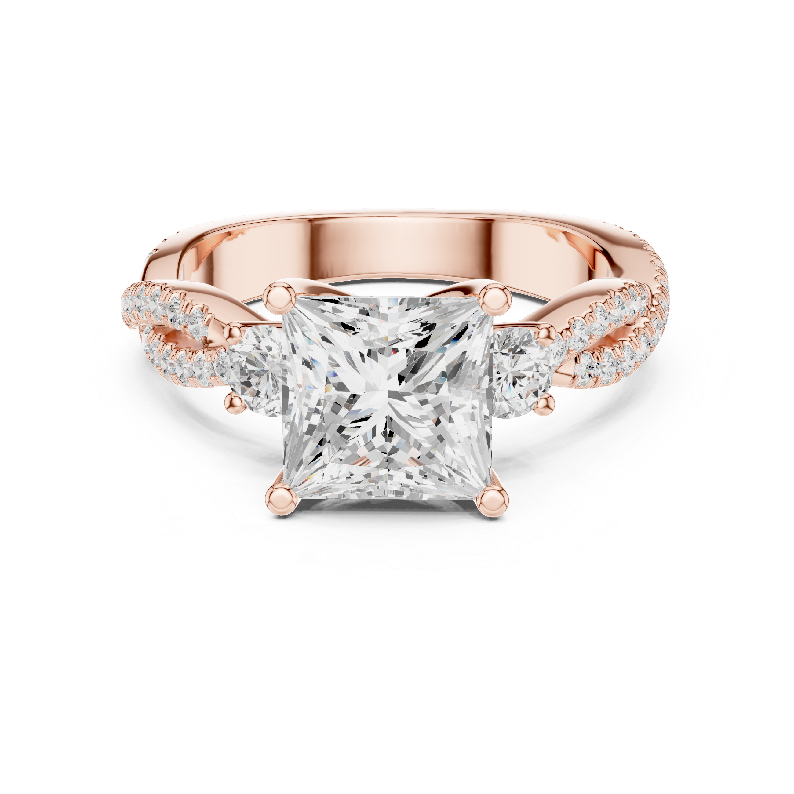 2.93 CT Princess Cut Diamond Infinity Twist Engagement Ring