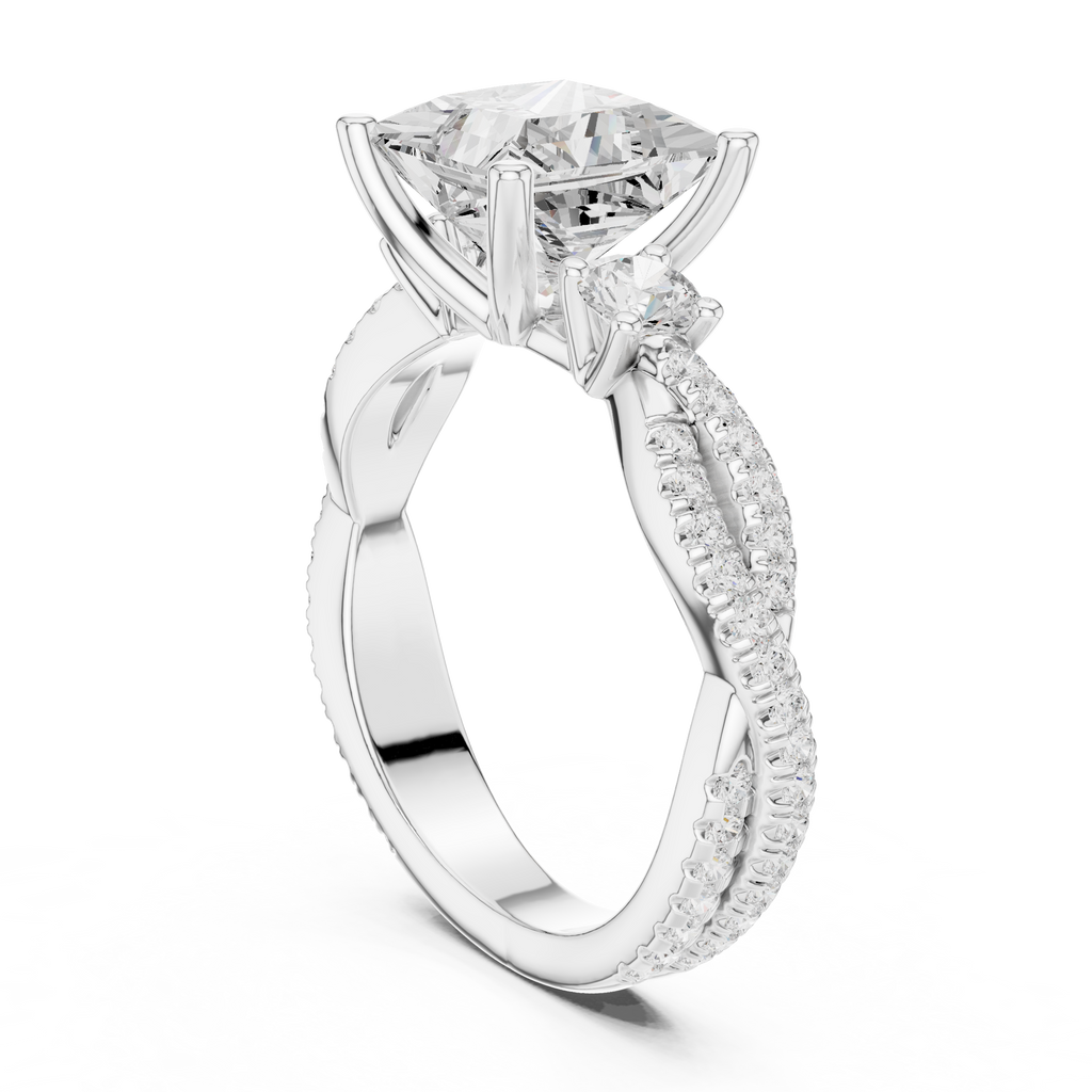 2.93 CT Princess Cut Diamond Infinity Twist Engagement Ring