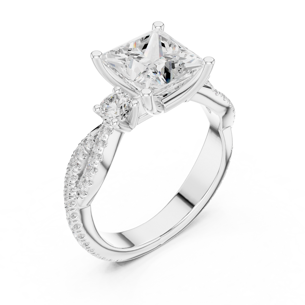 2.93 CT Princess Cut Diamond Infinity Twist Engagement Ring