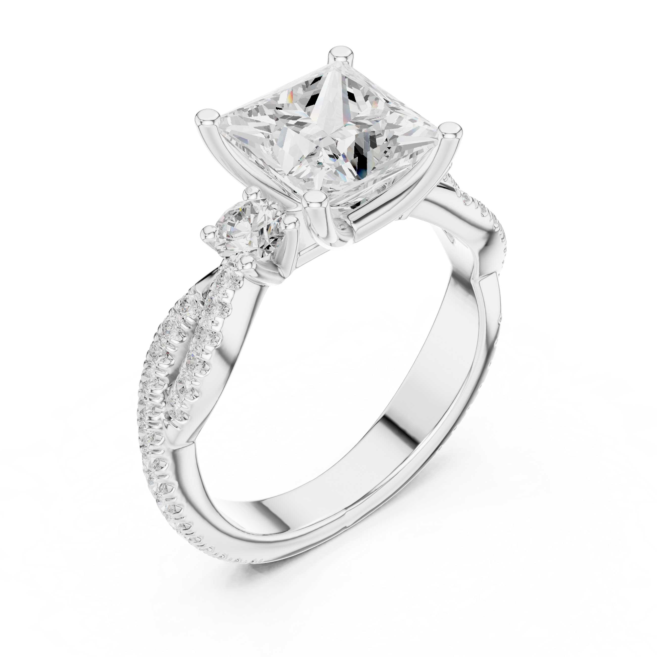 2.93 CT Princess Cut Diamond Infinity Twist Engagement Ring
