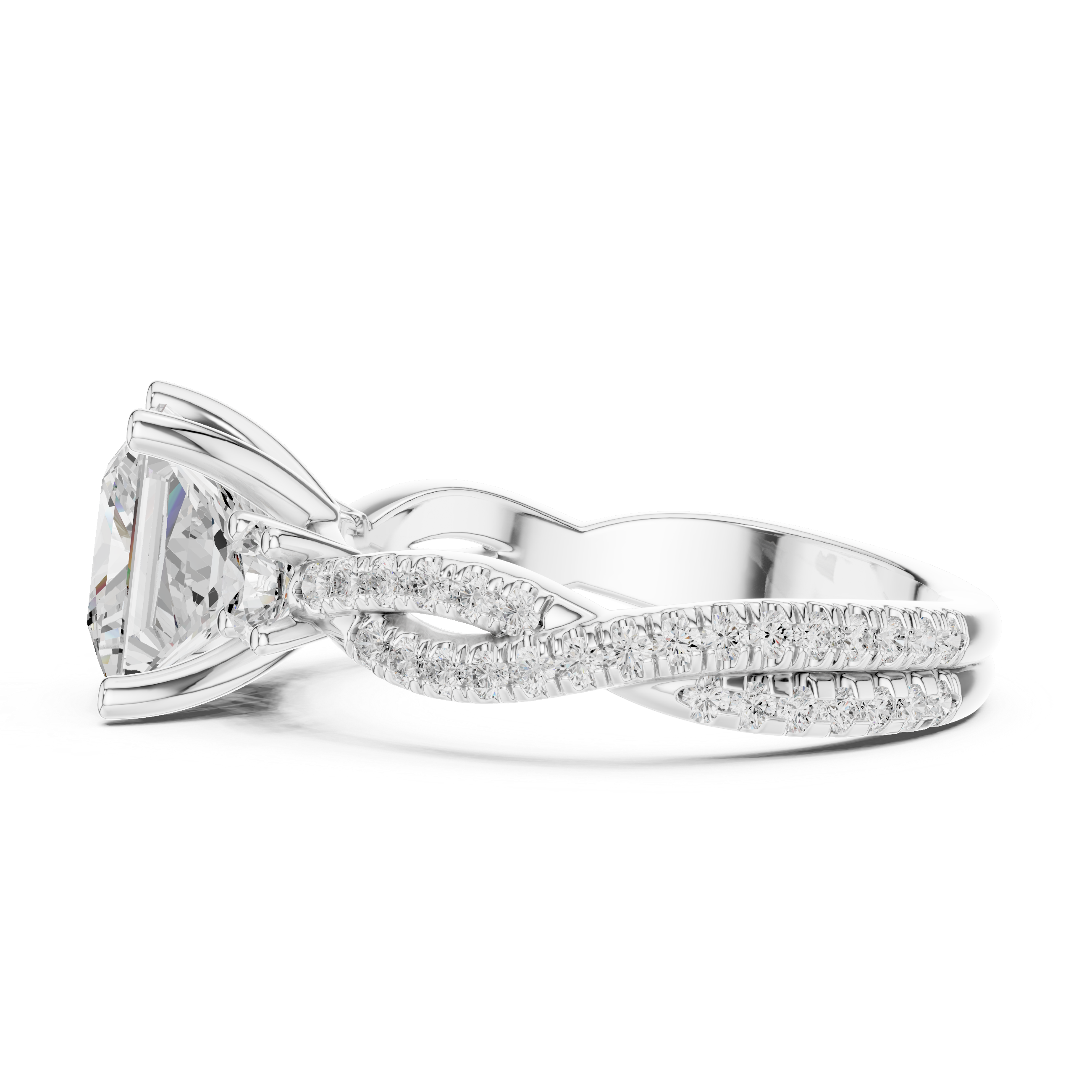 2.93 CT Princess Cut Diamond Infinity Twist Engagement Ring
