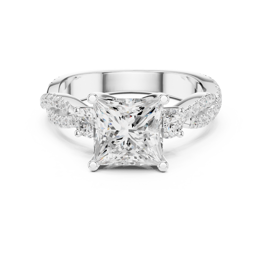 2.93 CT Princess Cut Diamond Infinity Twist Engagement Ring