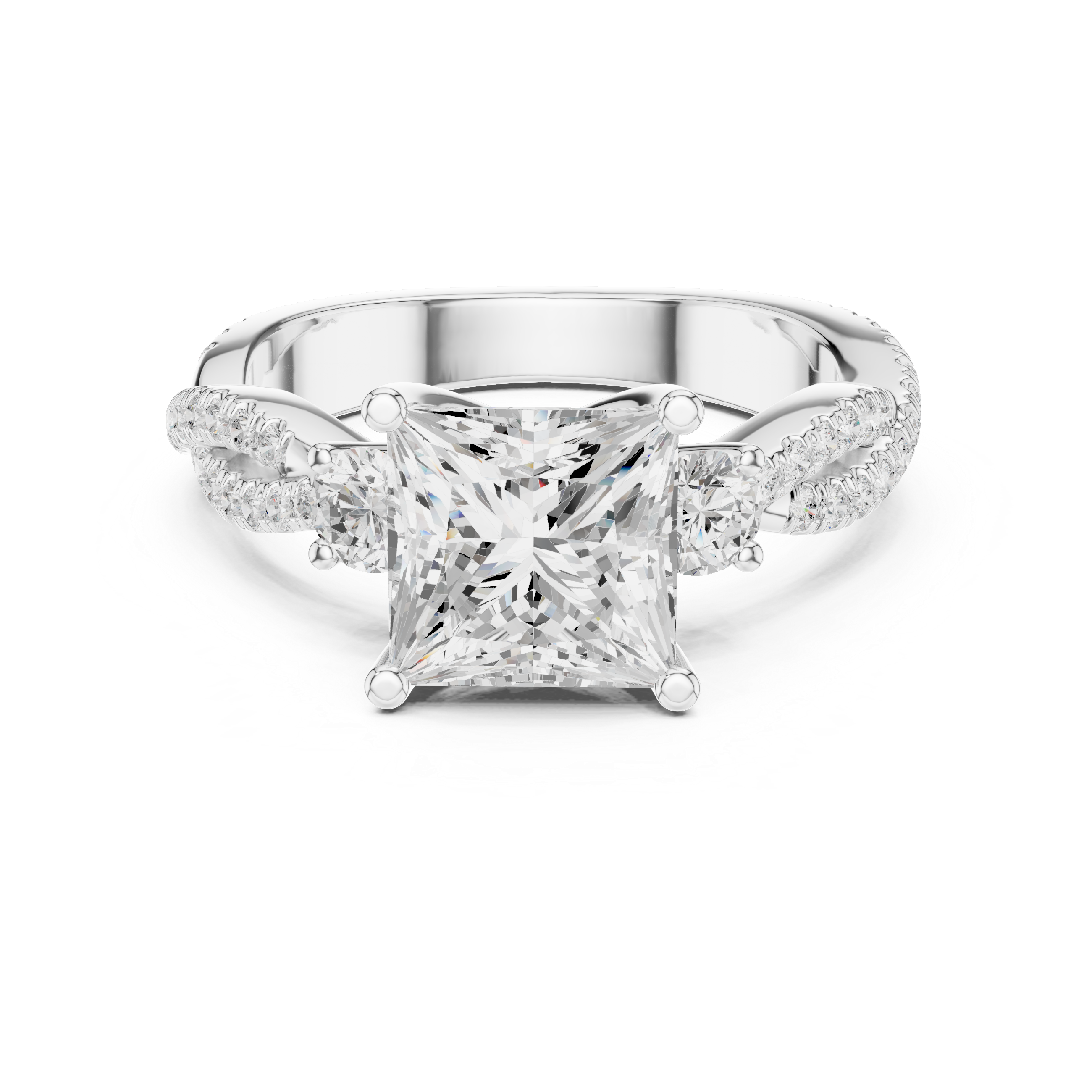 2.93 CT Princess Cut Diamond Infinity Twist Engagement Ring