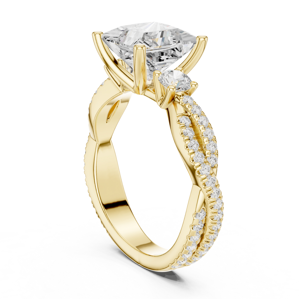 2.93 CT Princess Cut Diamond Infinity Twist Engagement Ring