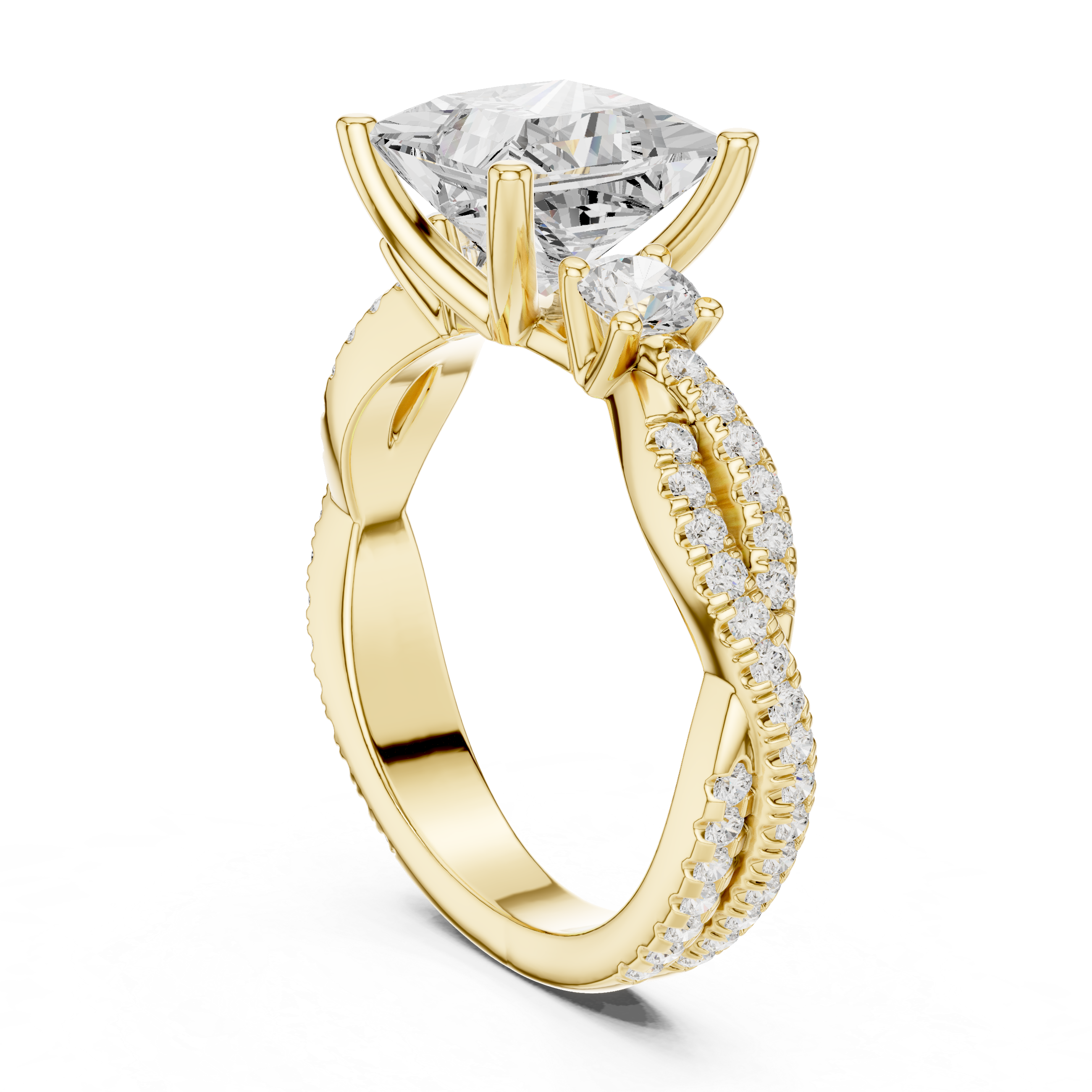 2.93 CT Princess Cut Diamond Infinity Twist Engagement Ring