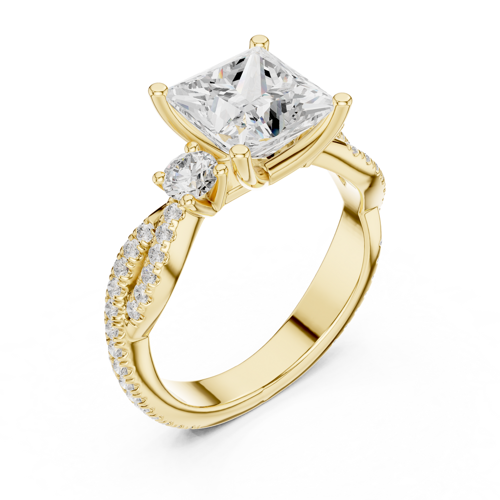 2.93 CT Princess Cut Diamond Infinity Twist Engagement Ring