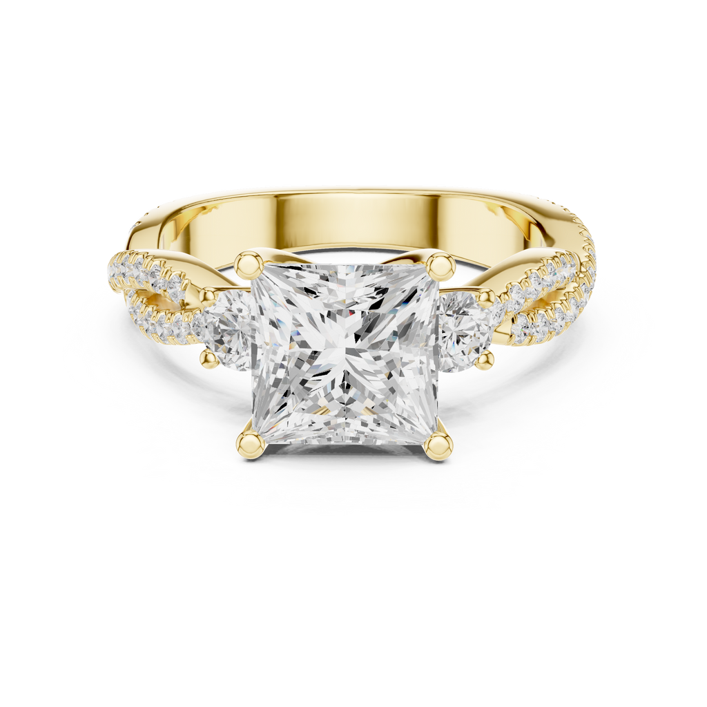 2.93 CT Princess Cut Diamond Infinity Twist Engagement Ring