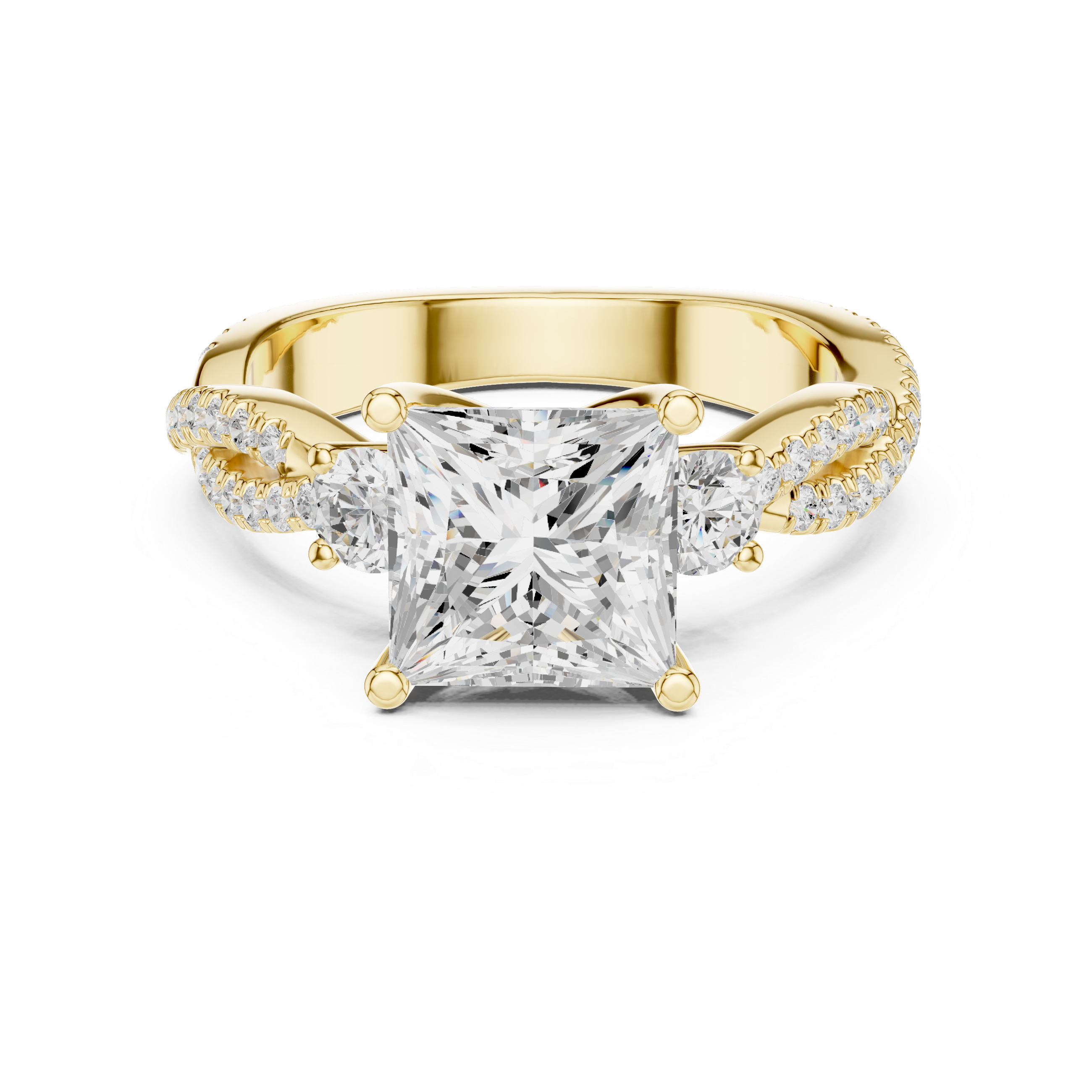 2.93 CT Princess Cut Diamond Infinity Twist Engagement Ring