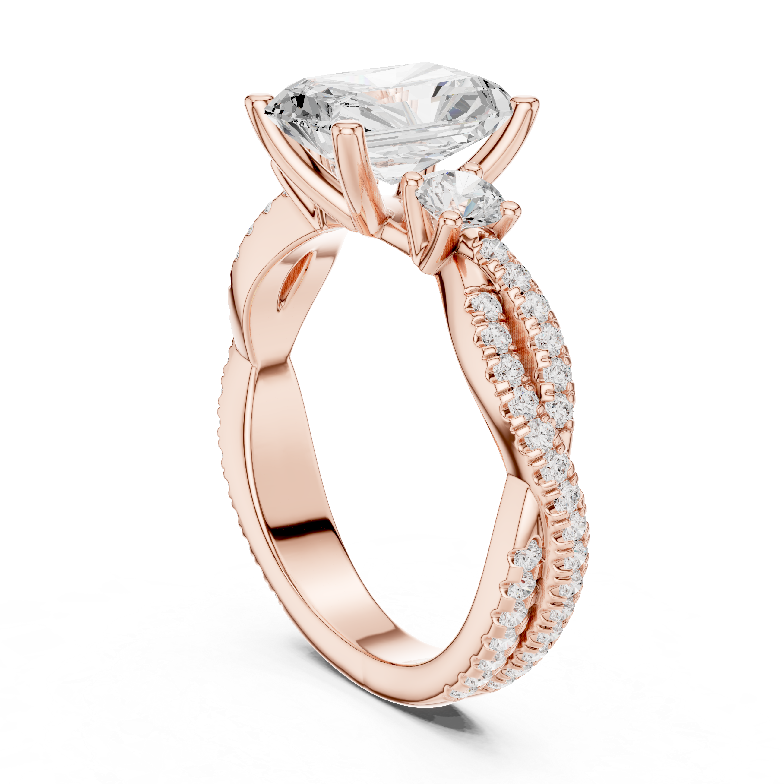 2.78 CT Radiant Cut Diamond Infinity Twist Engagement Ring