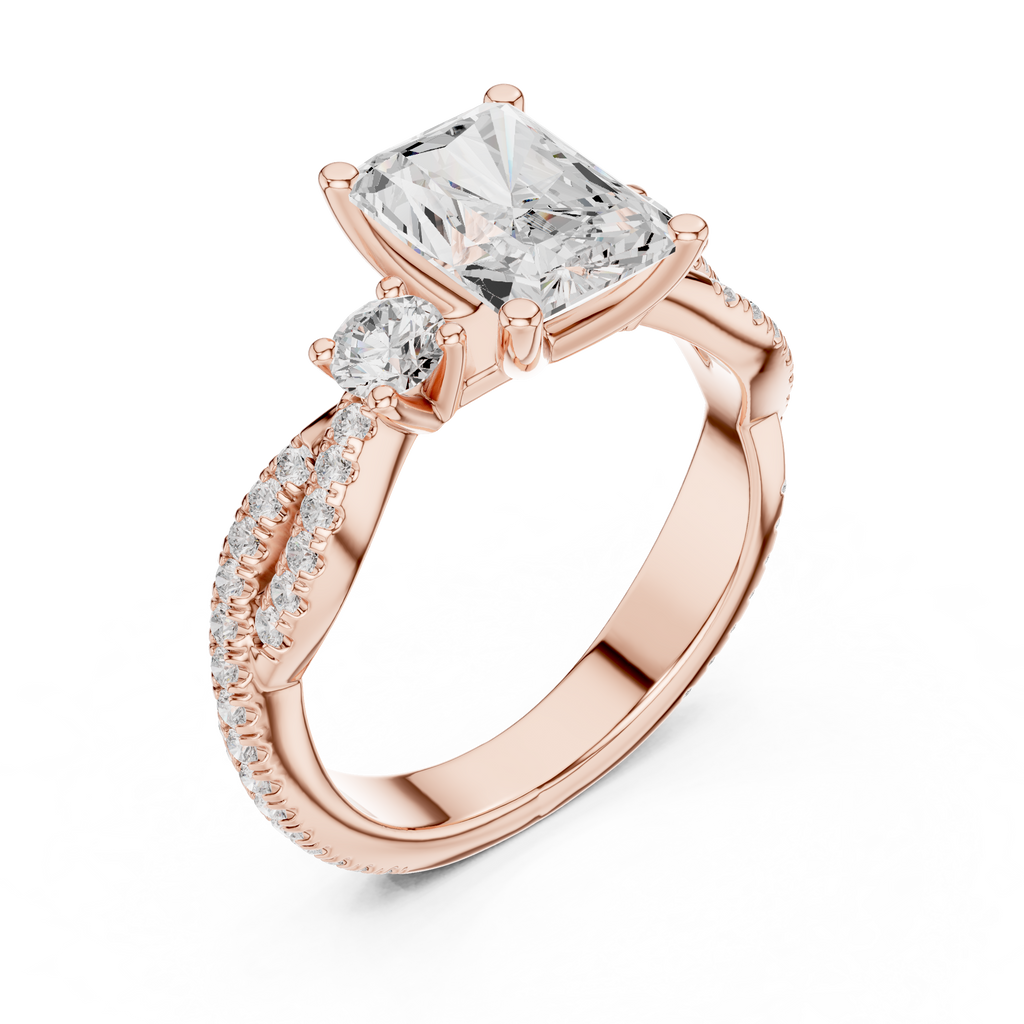 2.78 CT Radiant Cut Diamond Infinity Twist Engagement Ring