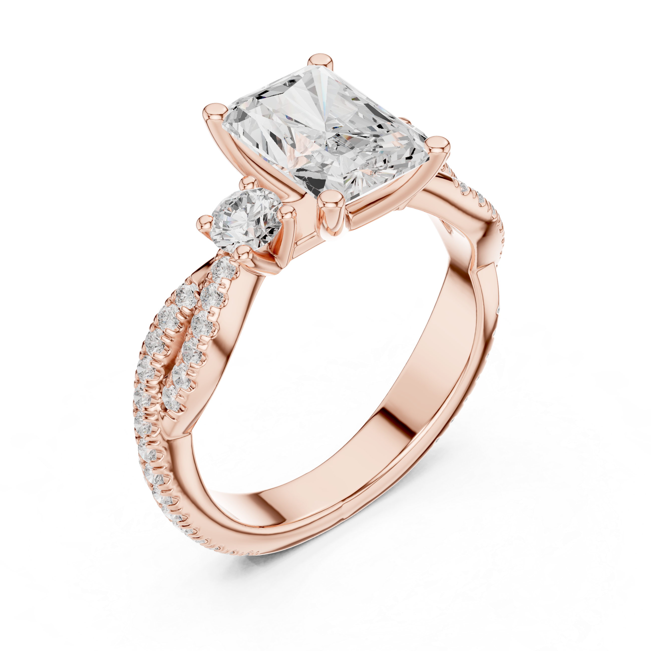 2.78 CT Radiant Cut Diamond Infinity Twist Engagement Ring