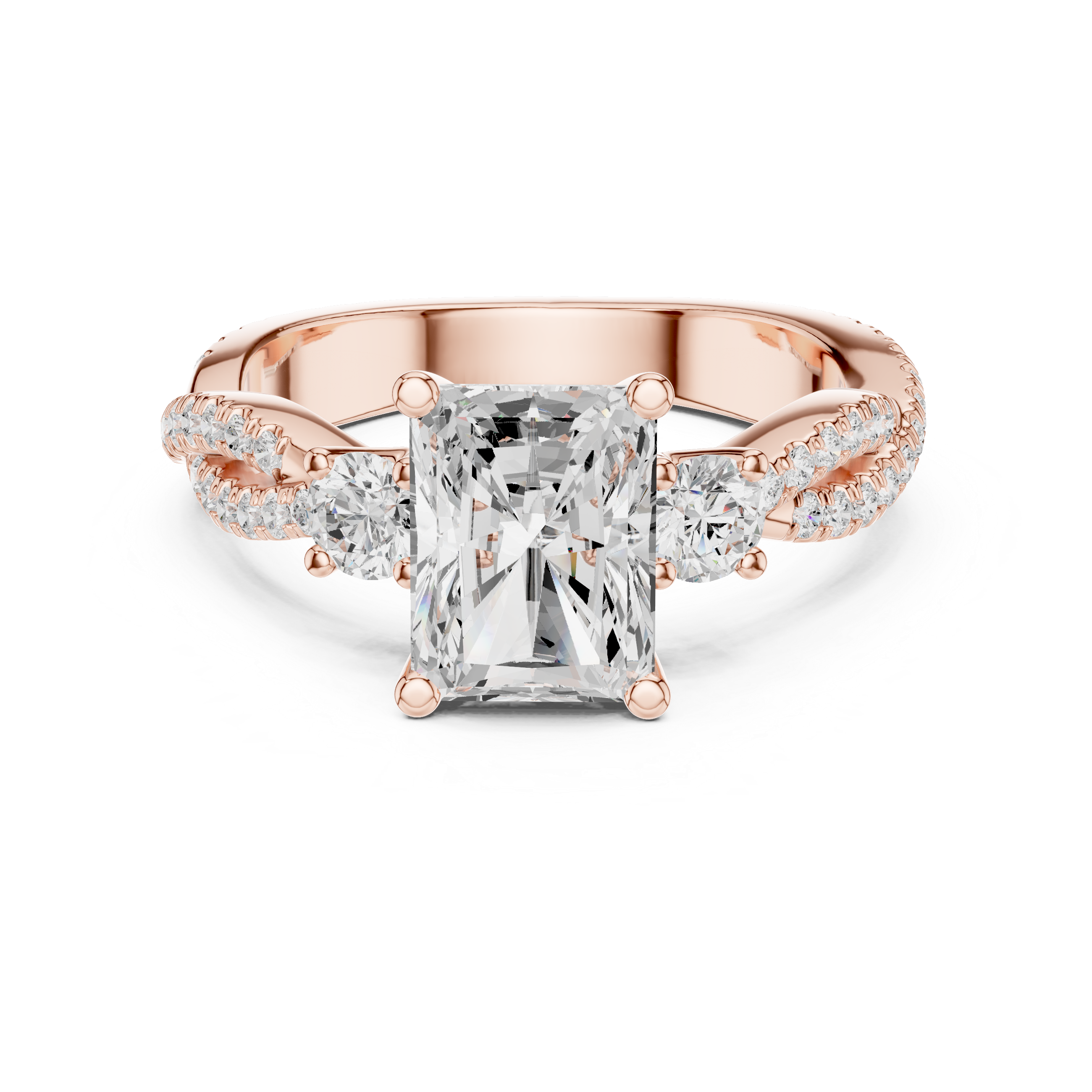 2.78 CT Radiant Cut Diamond Infinity Twist Engagement Ring
