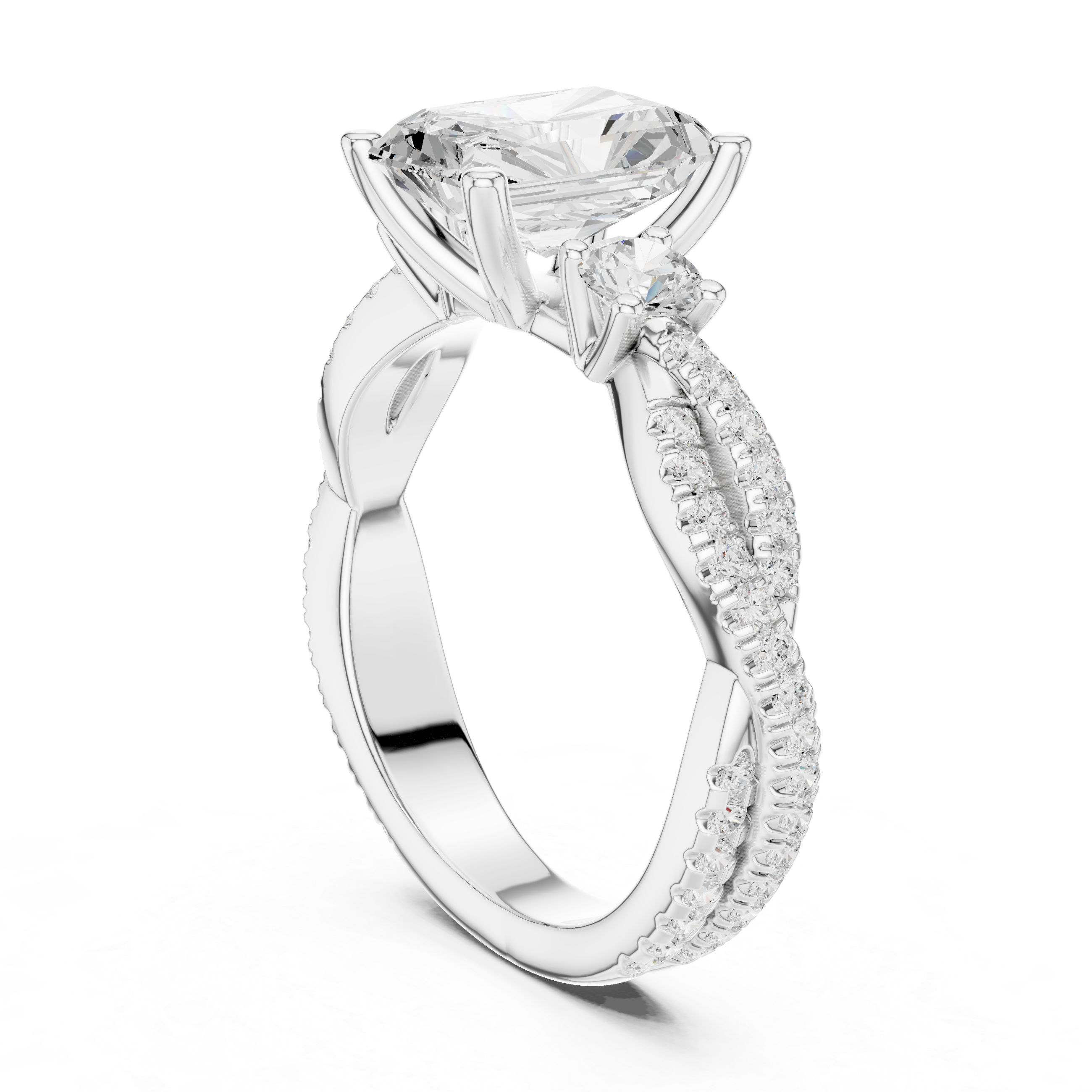 2.78 CT Radiant Cut Diamond Infinity Twist Engagement Ring