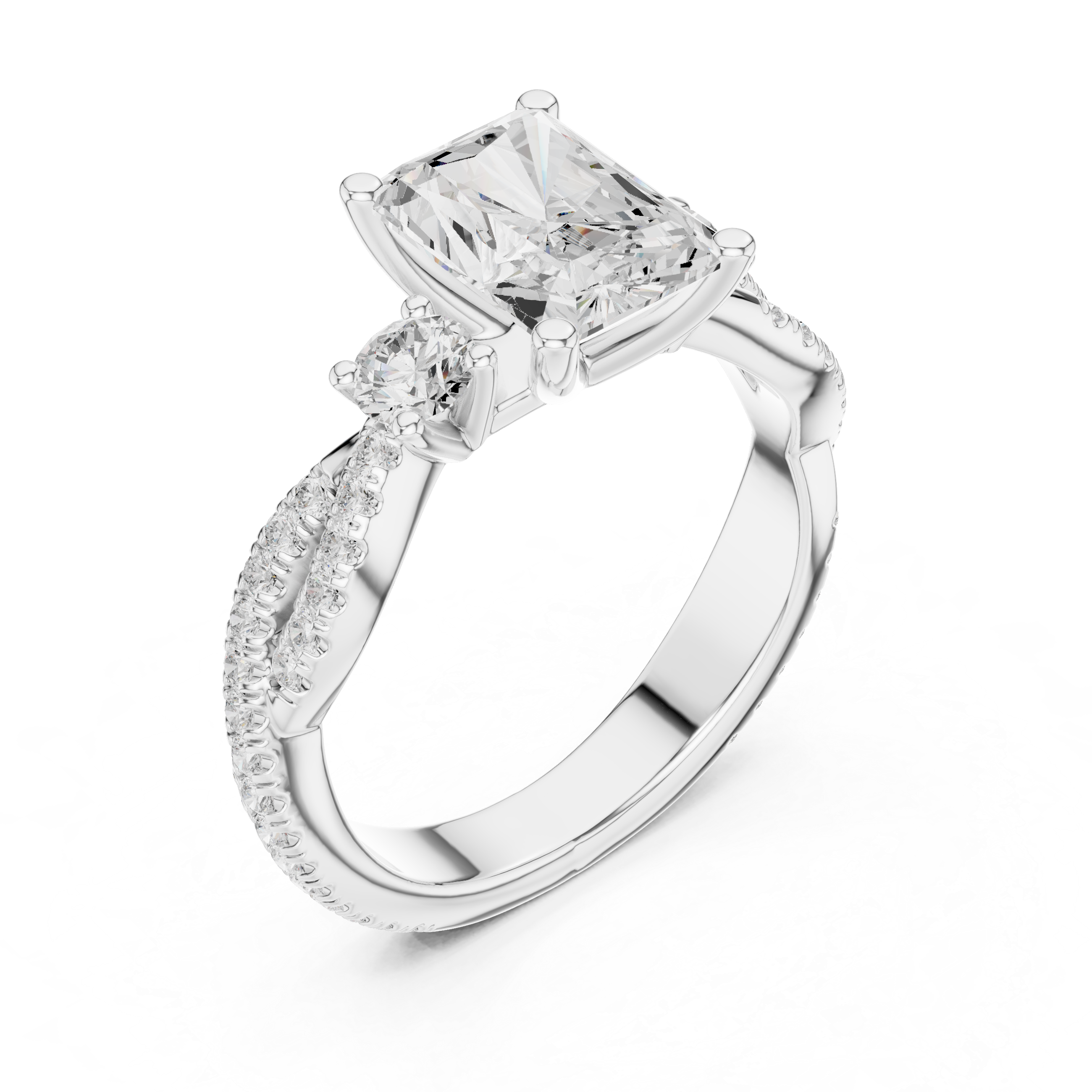 2.78 CT Radiant Cut Diamond Infinity Twist Engagement Ring