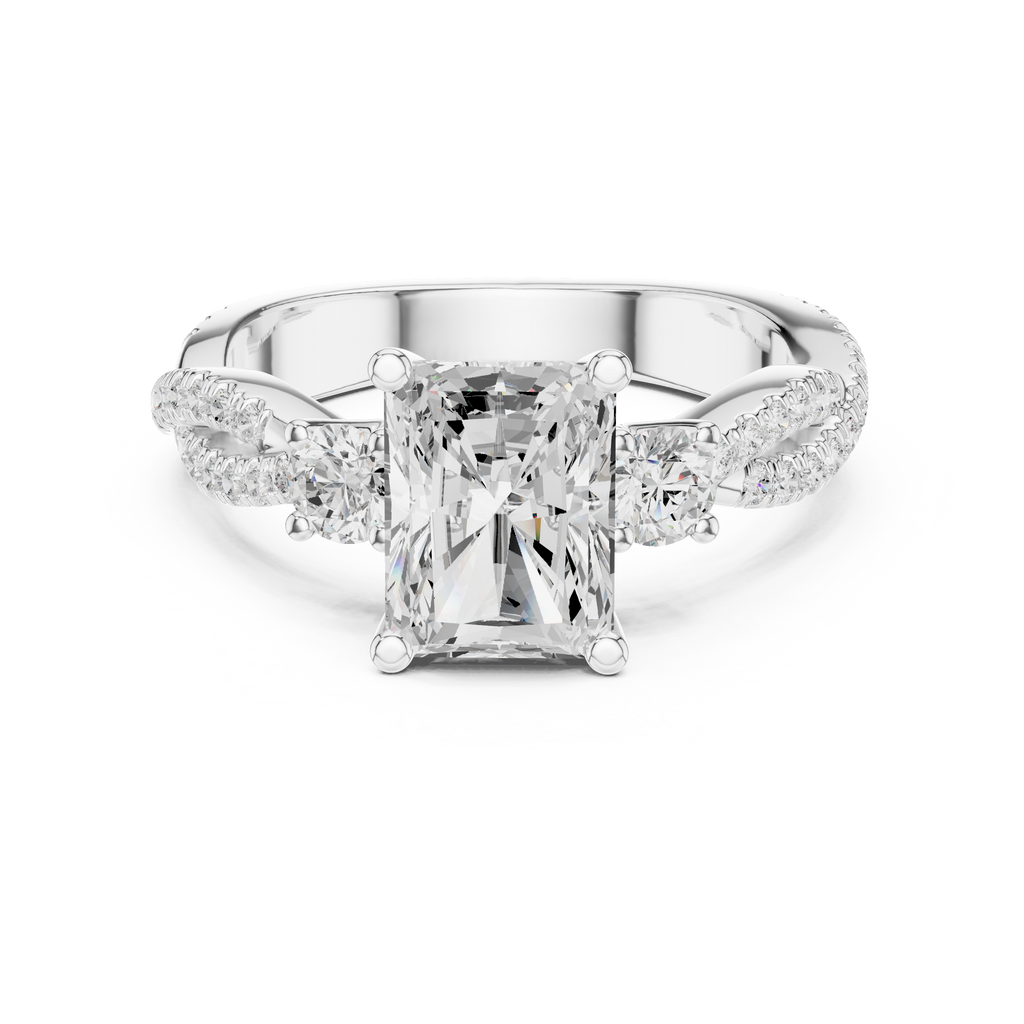 2.78 CT Radiant Cut Diamond Infinity Twist Engagement Ring
