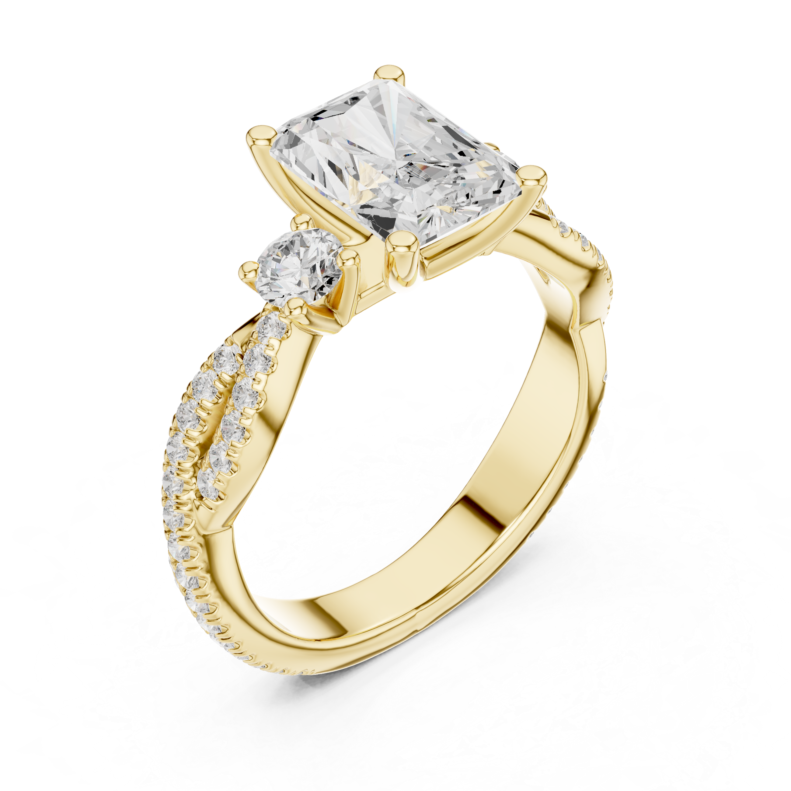 2.78 CT Radiant Cut Diamond Infinity Twist Engagement Ring
